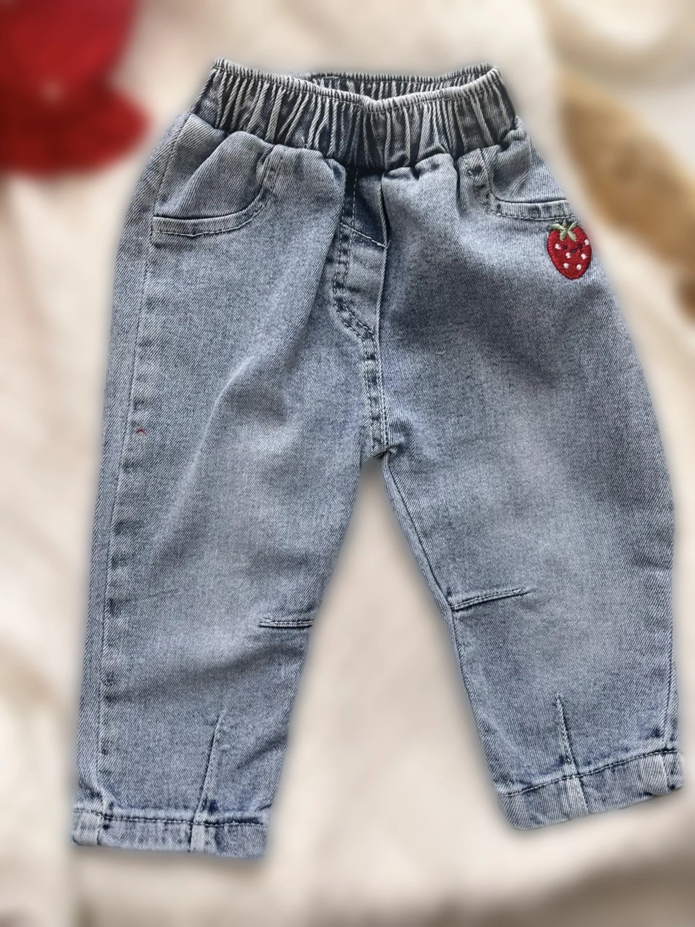 Çilek Yakalı Müslin Kumaş Sweatli Kot Pantalonlu Premium Kalite Takım