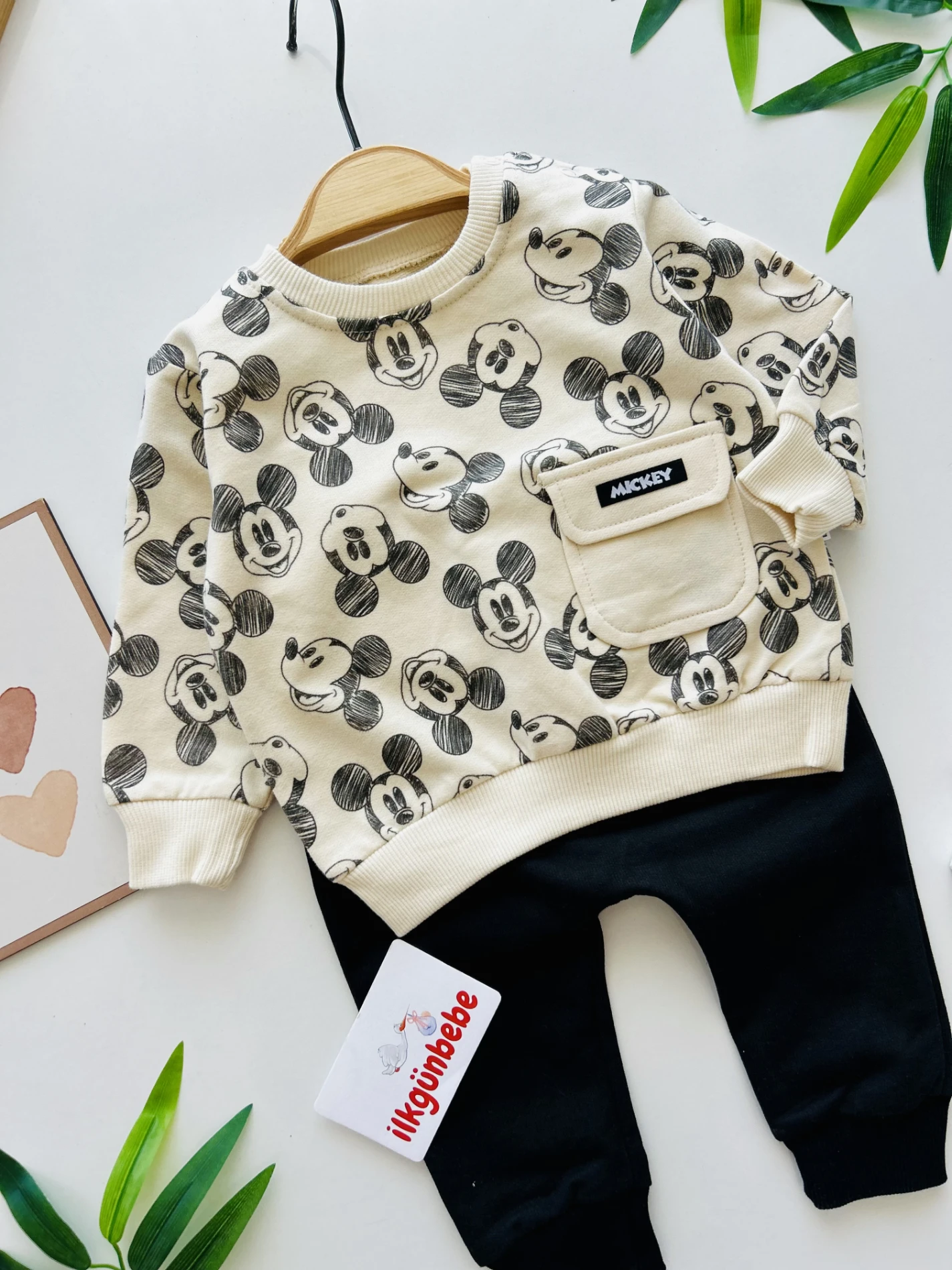 Mickey Mouse Cepli %100 Pamuk 2’li Takım