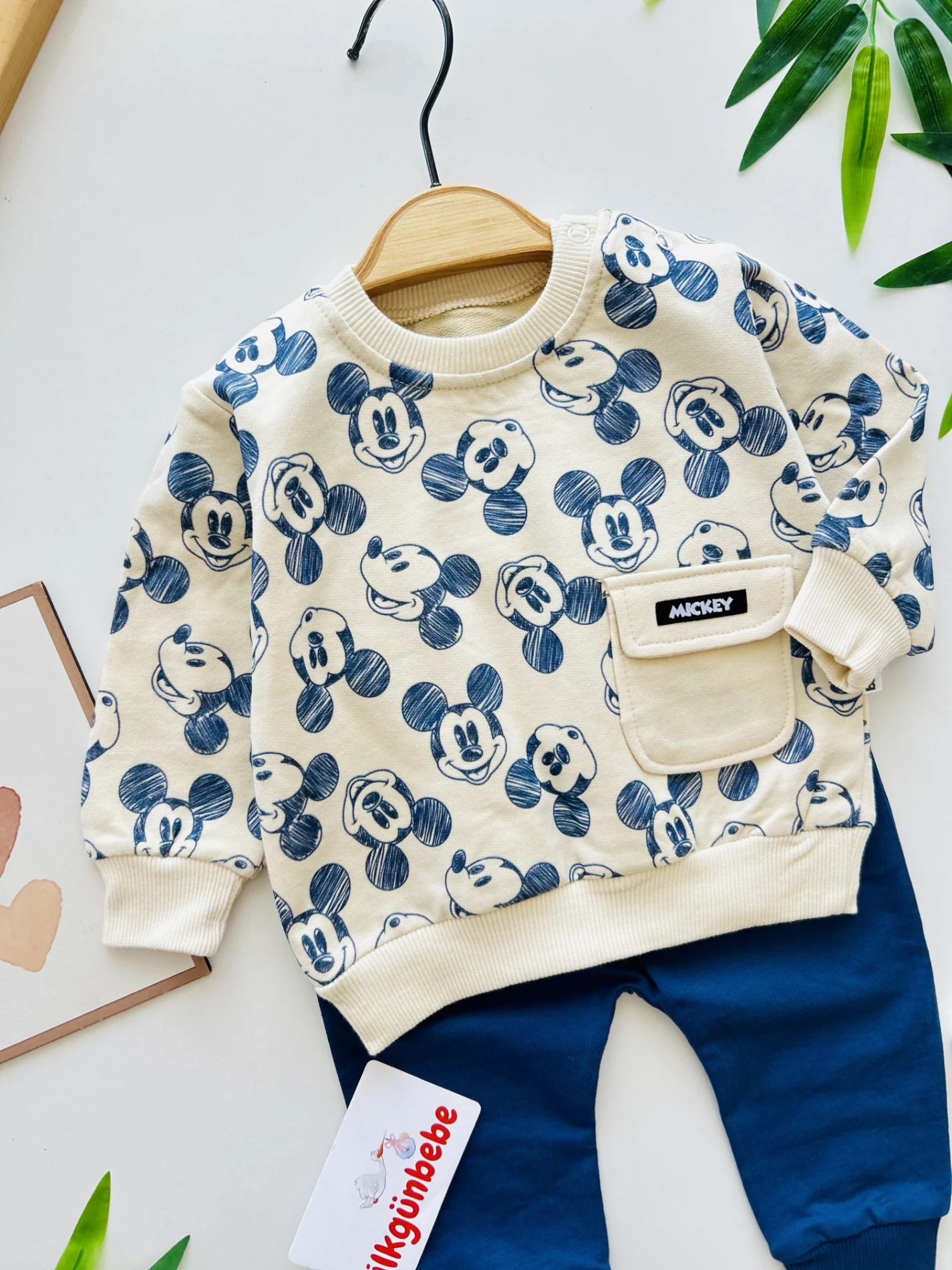 Mickey Mouse Cepli %100 Pamuk 2’li Takım