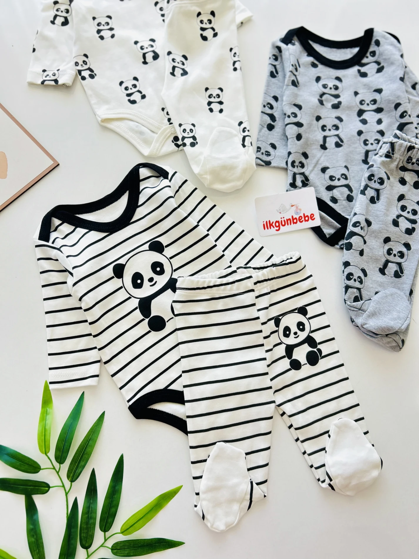 Panda Çizgili Desenli 6’lı Set