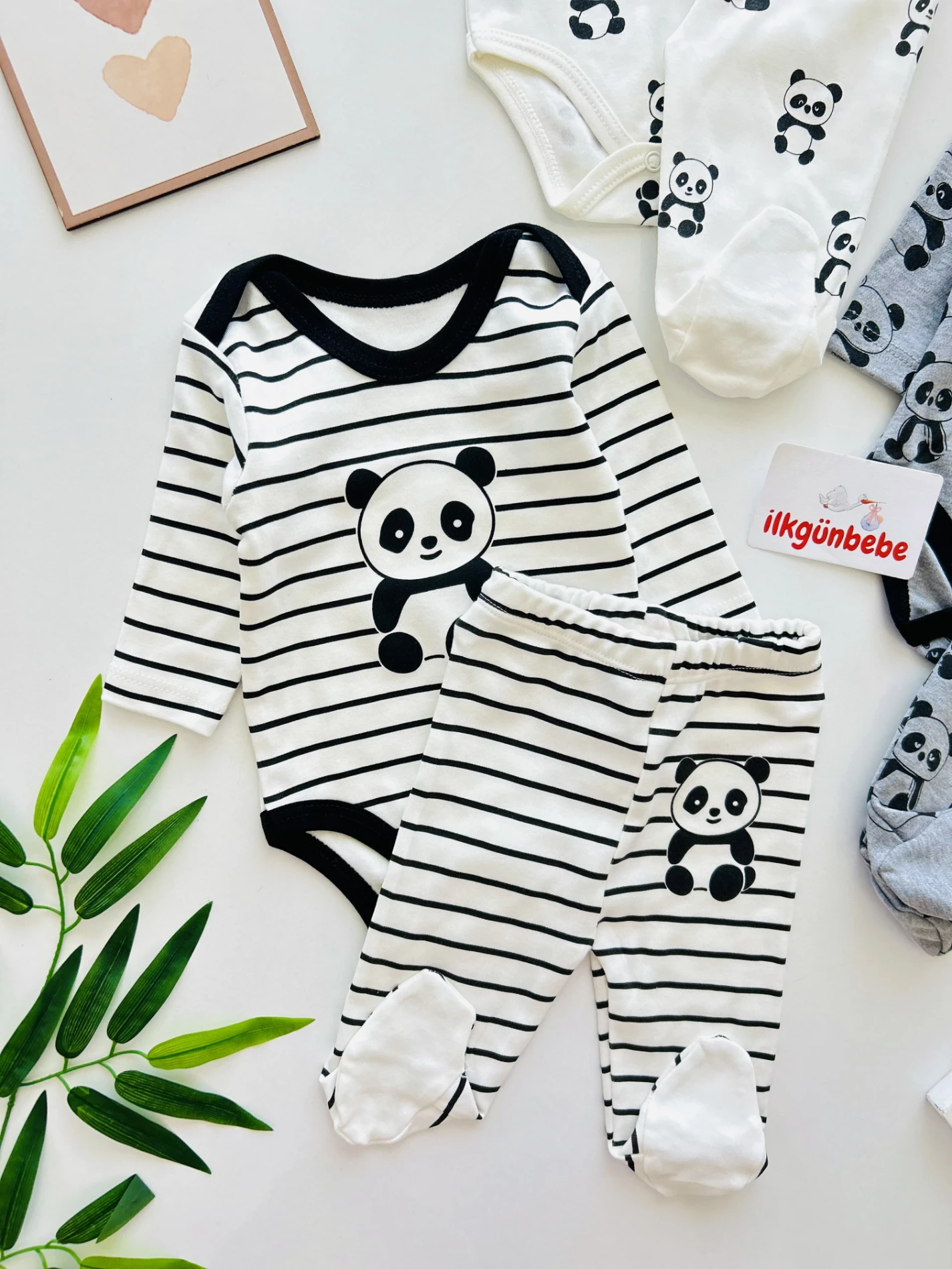Panda Çizgili Desenli 6’lı Set