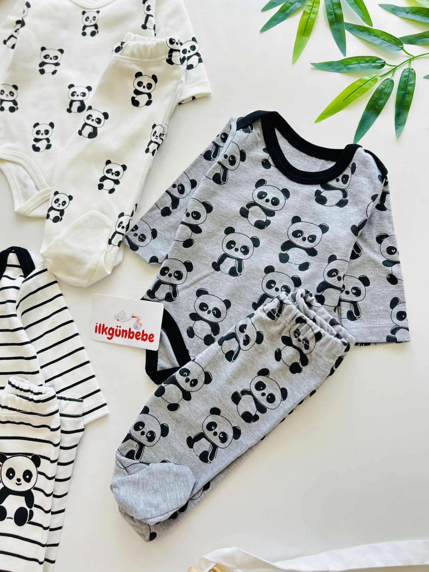 Panda Çizgili Desenli 6’lı Set
