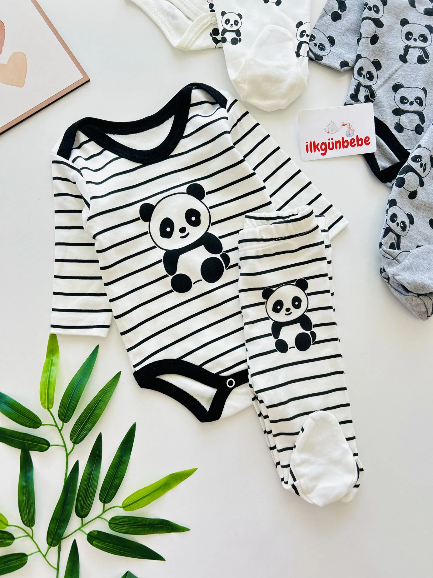 Panda Çizgili Desenli 6’lı Set