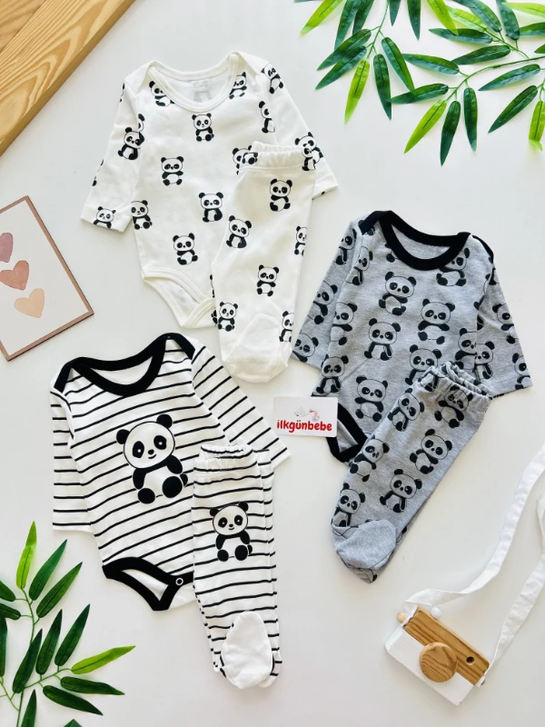 Panda Çizgili Desenli 6’lı Set