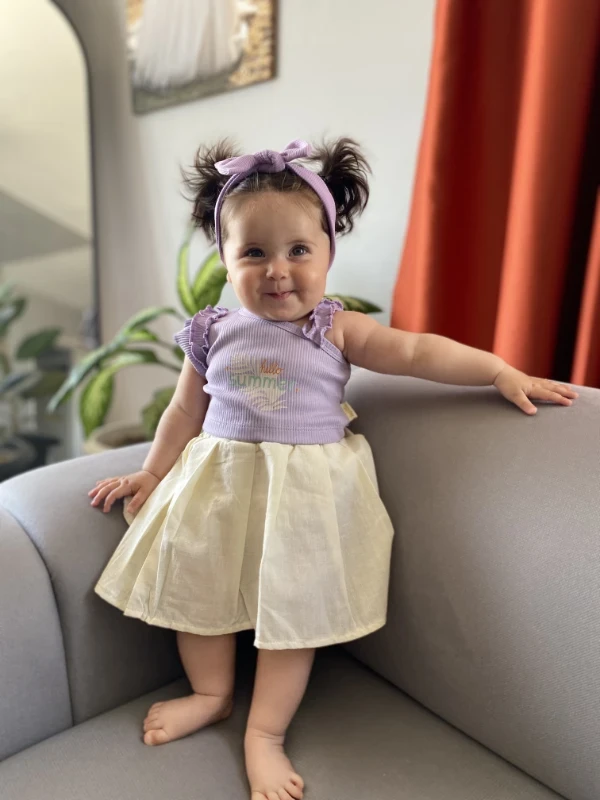 Hello Summer Baskılı Crop  Etekli 2’li Set 