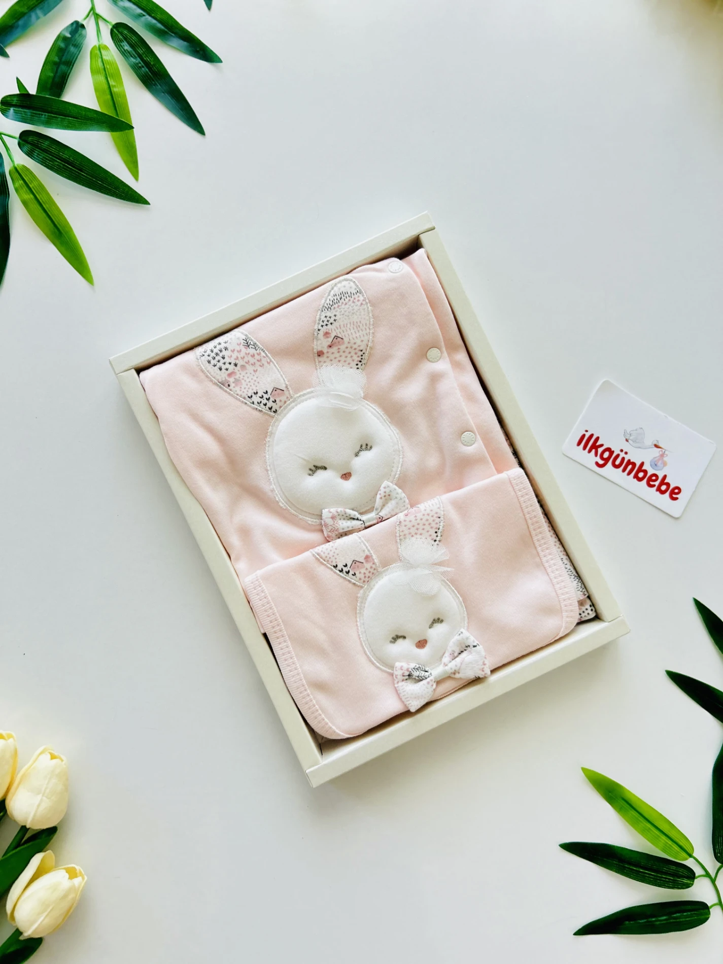 Tavşan Desenli 5 Parça %100 Pamuk Set