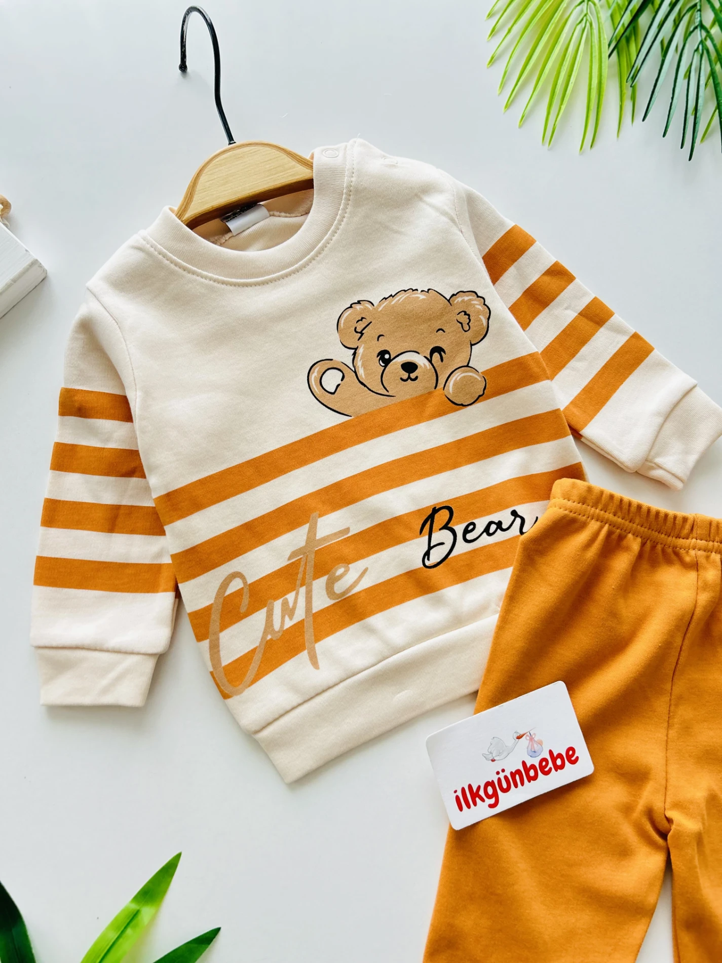  Cute Bear   Desenli  %100 Pamuk Mevsimlik Takım
