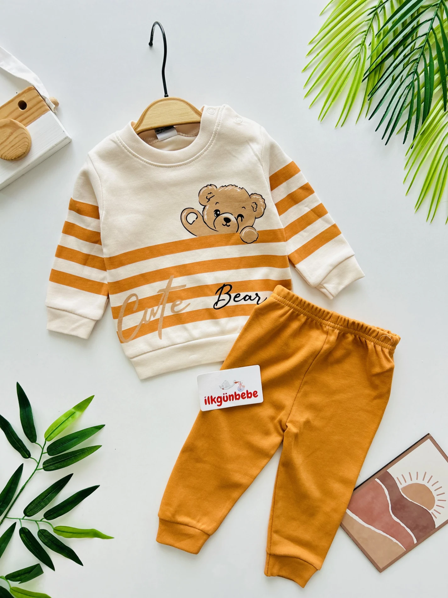  Cute Bear   Desenli  %100 Pamuk Mevsimlik Takım