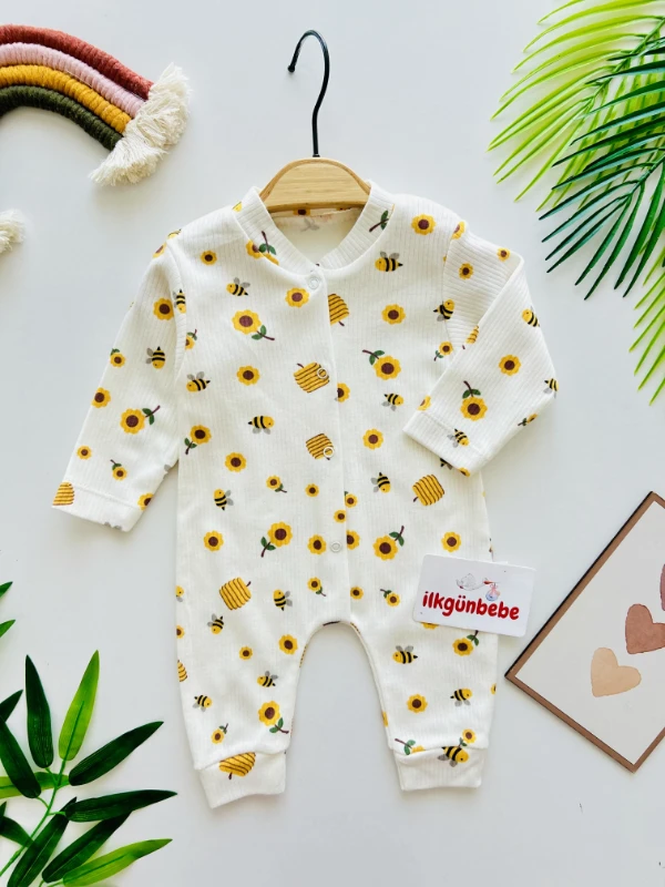 Bal Arı Sevimli Desenli %100 Pamuk Tulum