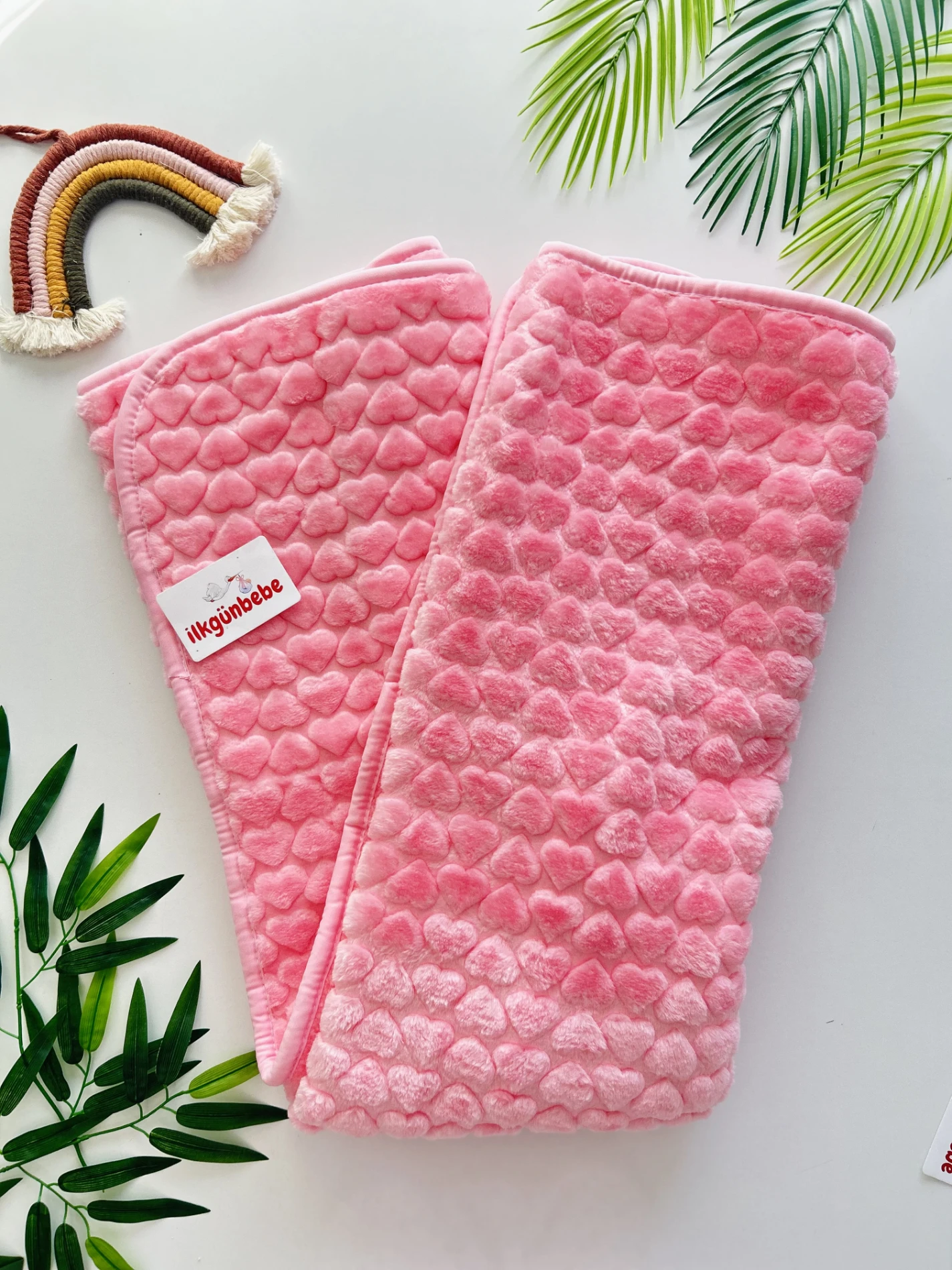 100*120 Kalp Desenli Peluş Yumuşacık Kışlık Polar Battaniye