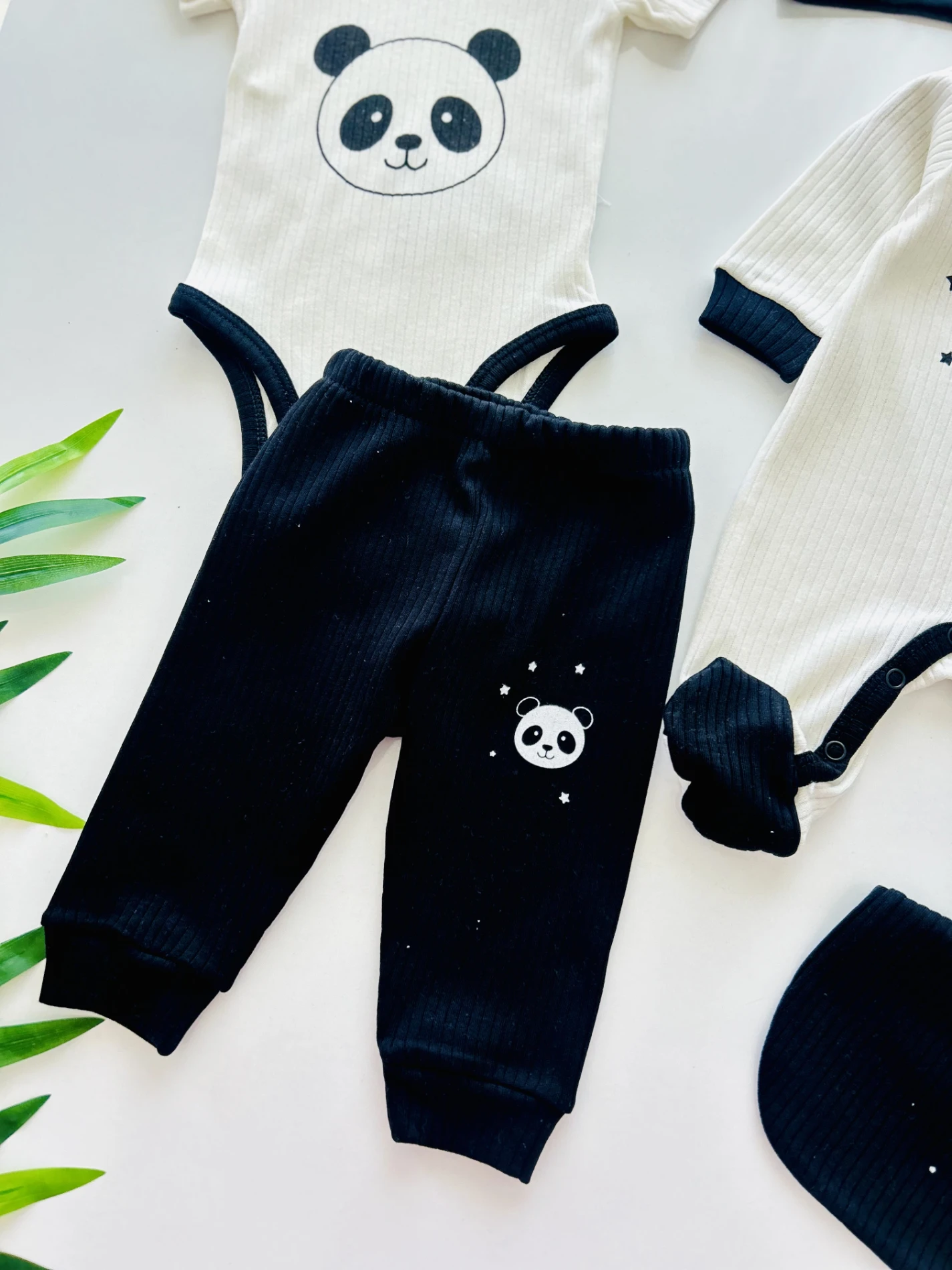 Panda Desenli 6 Parça Yenidoğan %100 Pamuk Set