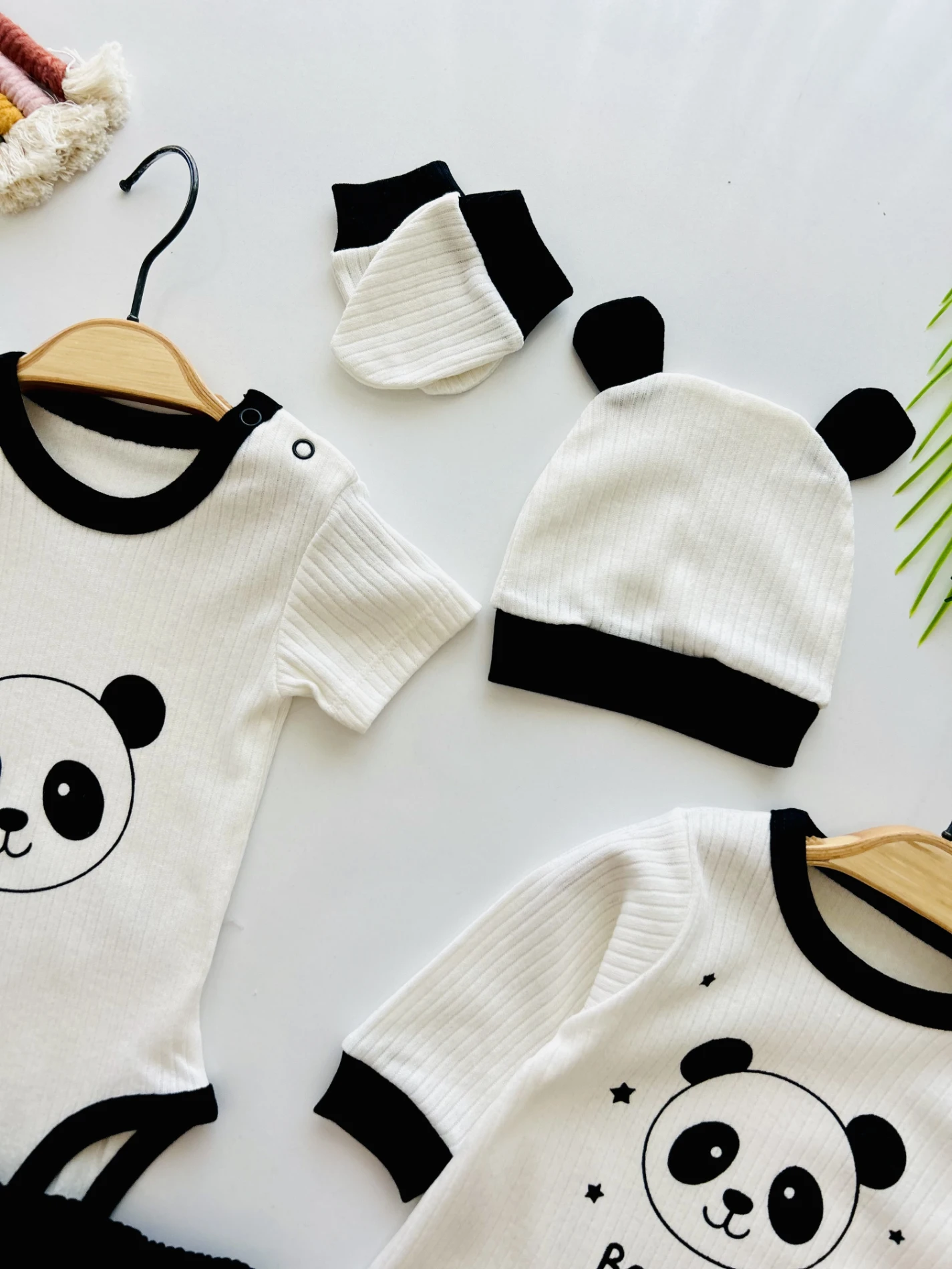 Panda Desenli 6 Parça Yenidoğan %100 Pamuk Set