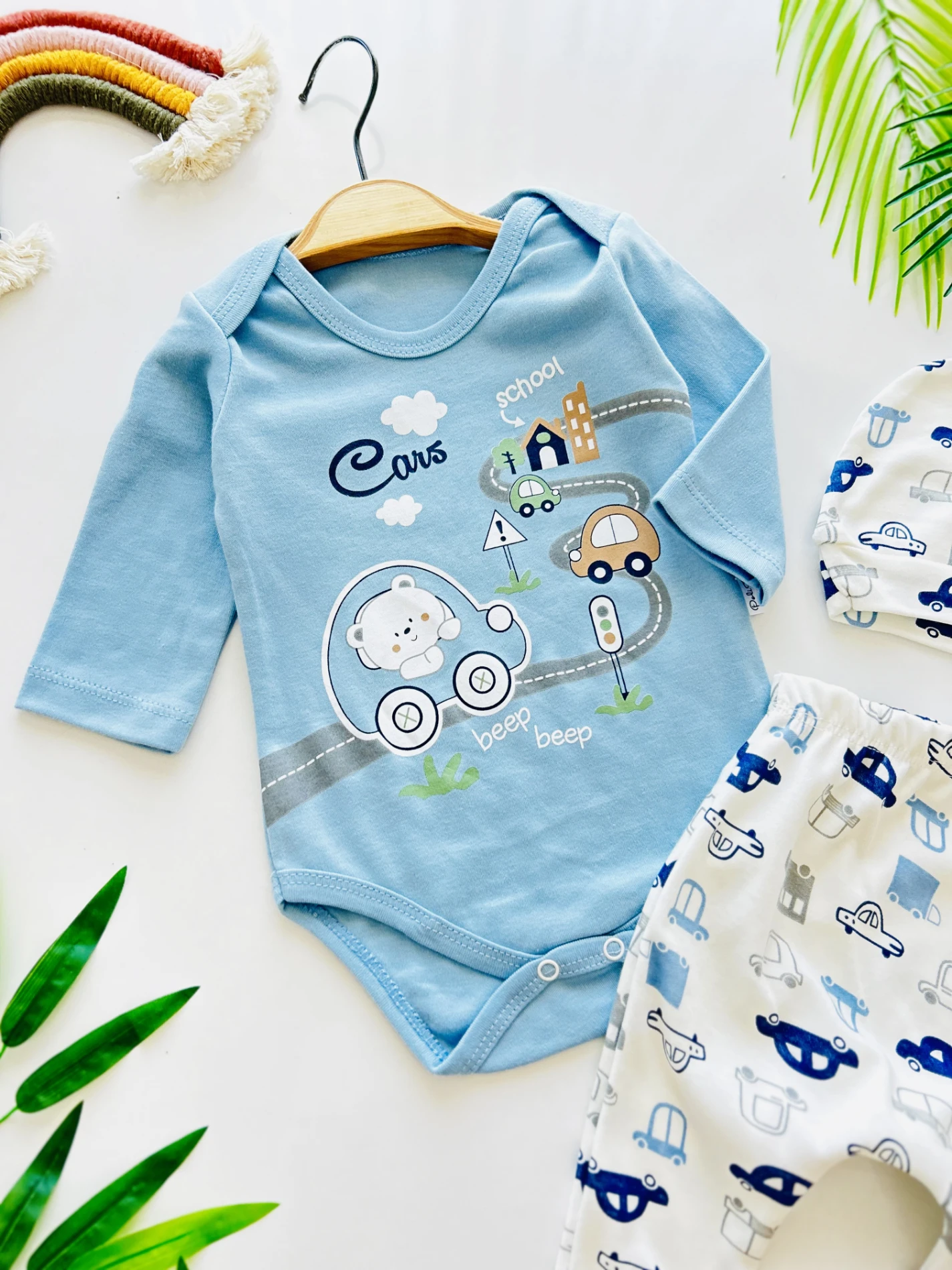 Cars Teddy Baskılı 3 Parça %100 Pamuk Takım