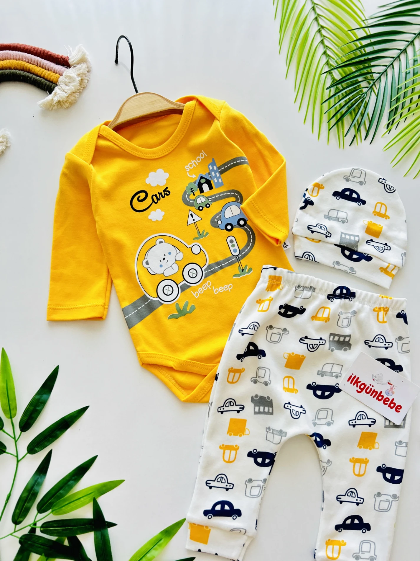 Cars Teddy Baskılı 3 Parça %100 Pamuk Takım