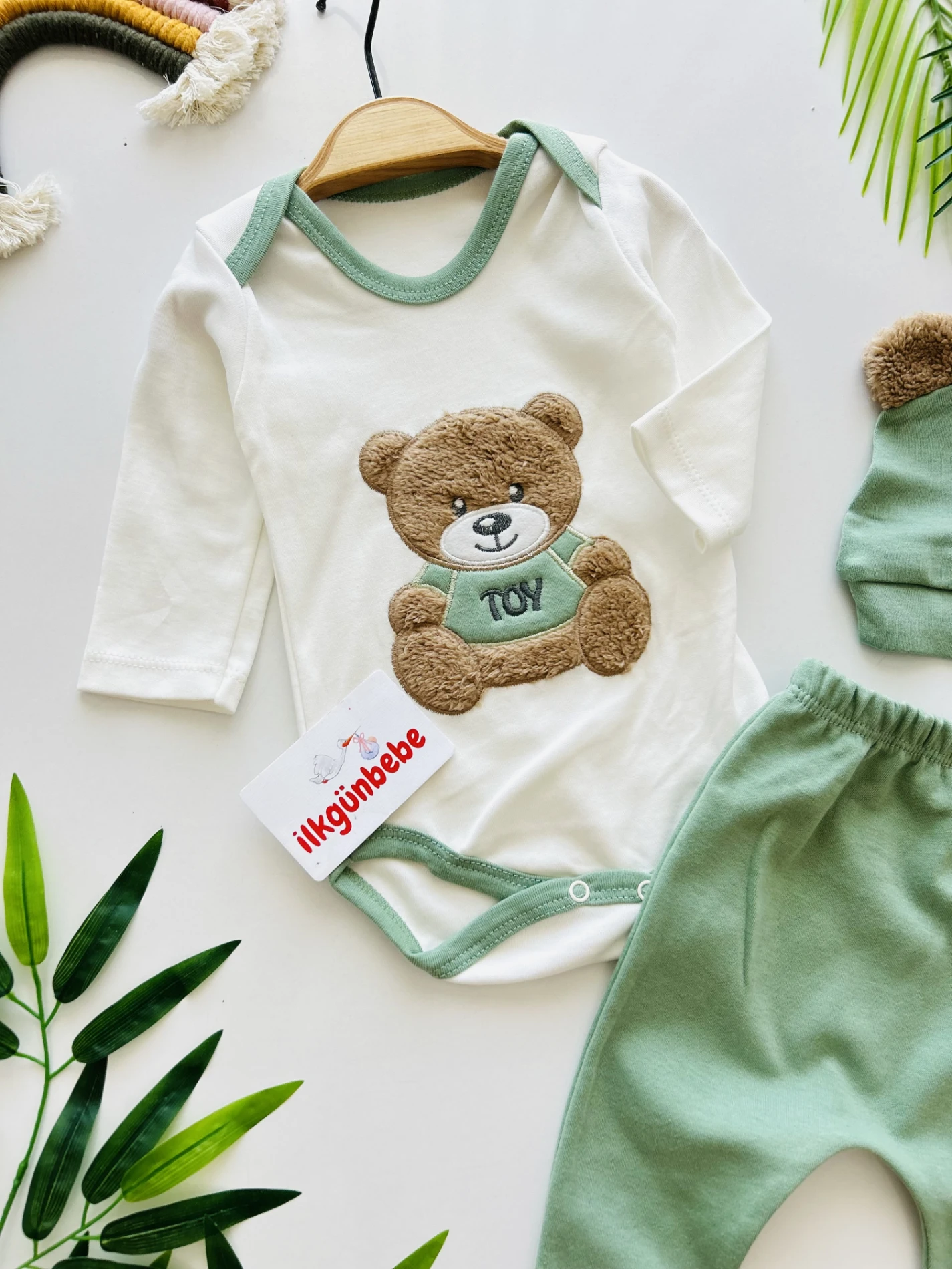 Teddy Toy Şapkalı %100 Pamuk 3’lü Set