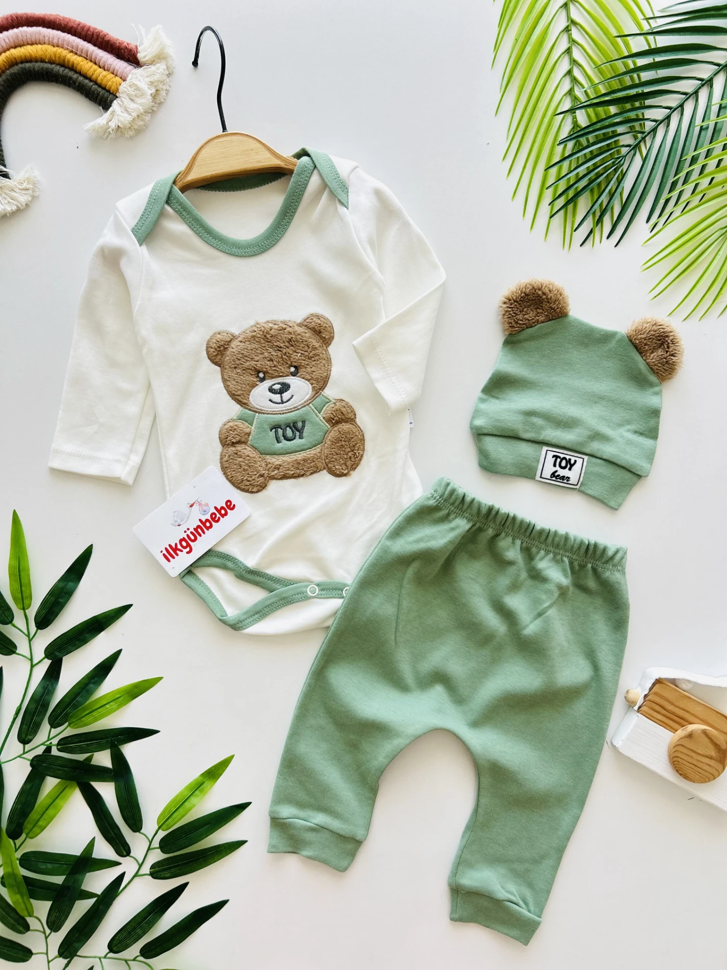 Teddy Toy Şapkalı %100 Pamuk 3’lü Set
