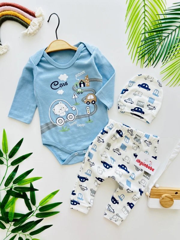 Cars Teddy Baskılı 3 Parça %100 Pamuk Takım