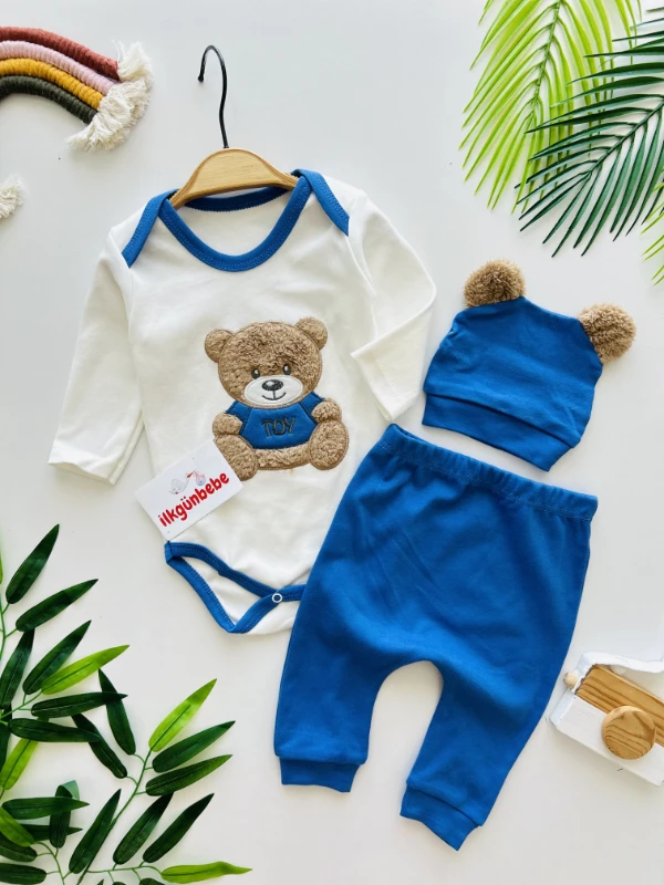 Teddy Toy Şapkalı %100 Pamuk 3’lü Set
