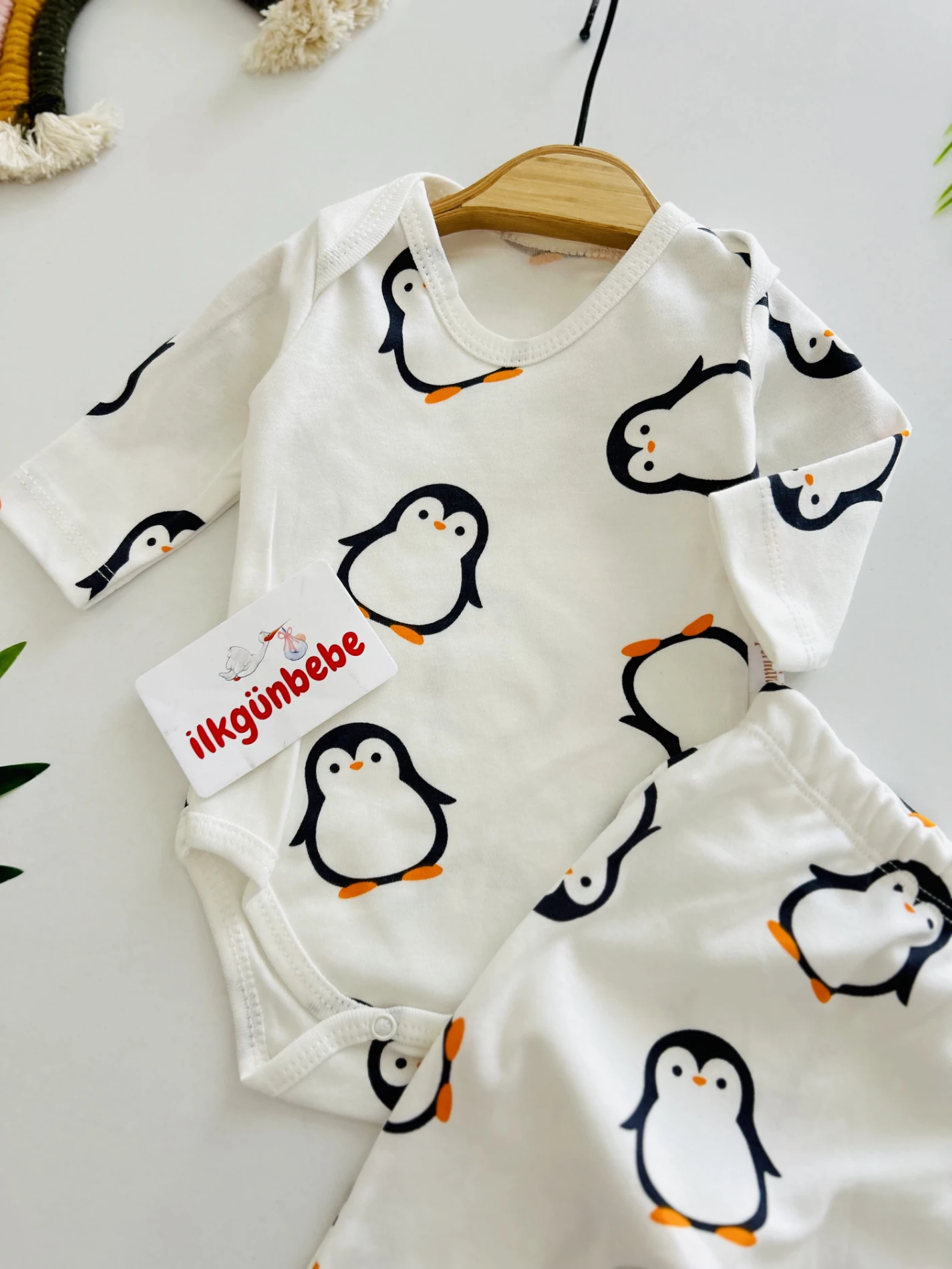 Penguen Desenli %100 Pamuk 2’li Takım