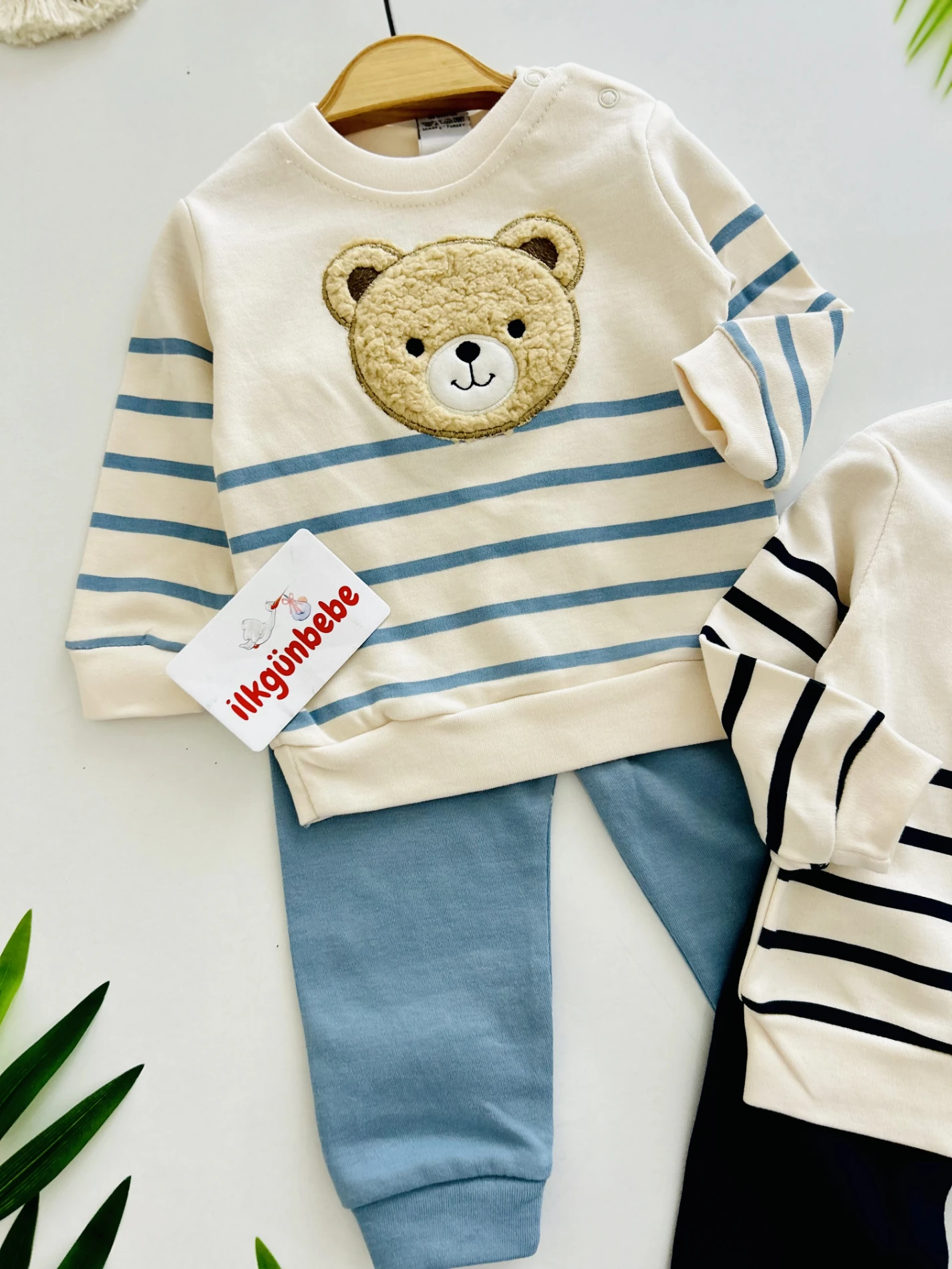 Teddy Bear Çizgili %100 Pamuk 2’li Takım