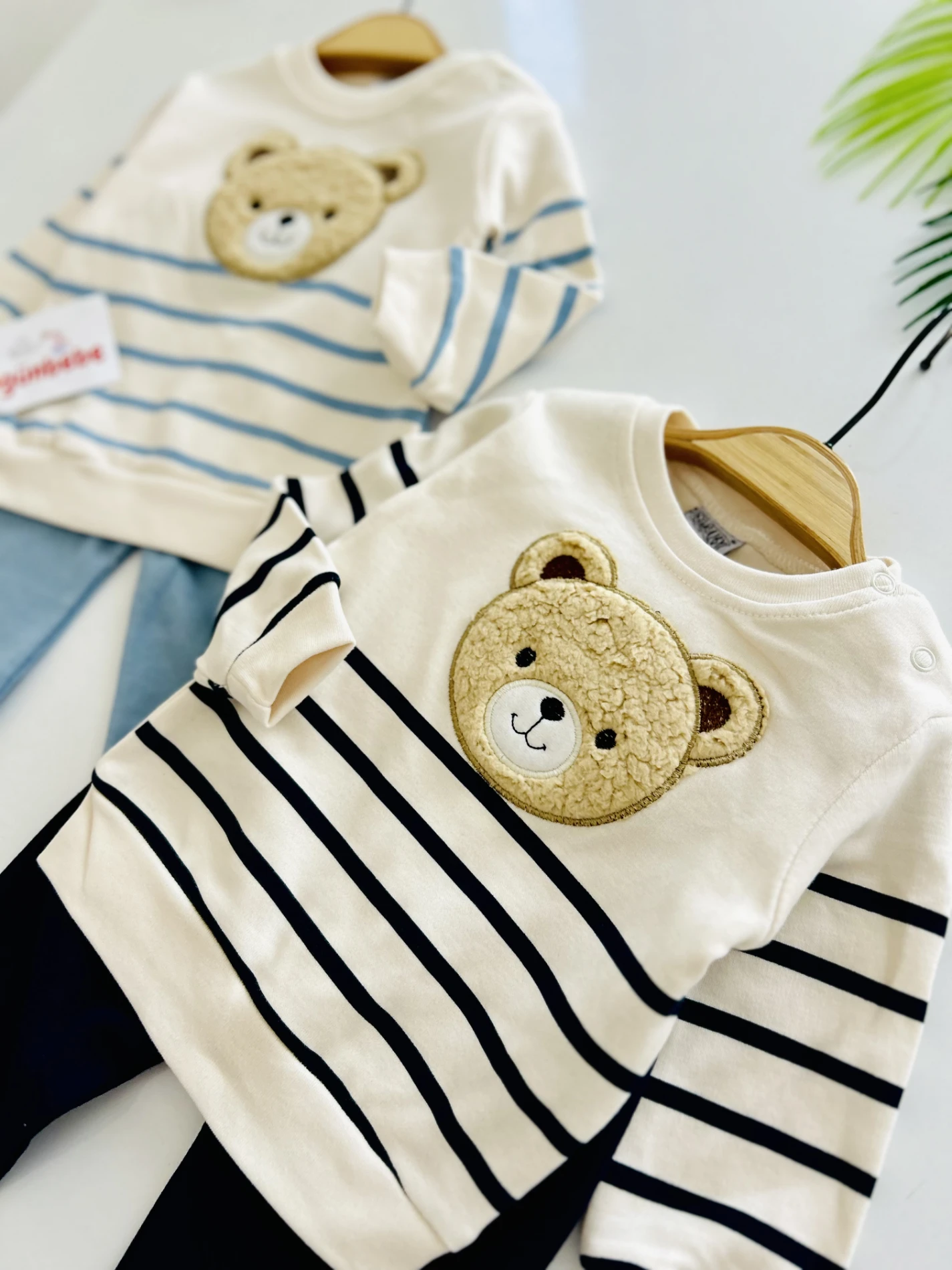 Teddy Bear Çizgili %100 Pamuk 2’li Takım