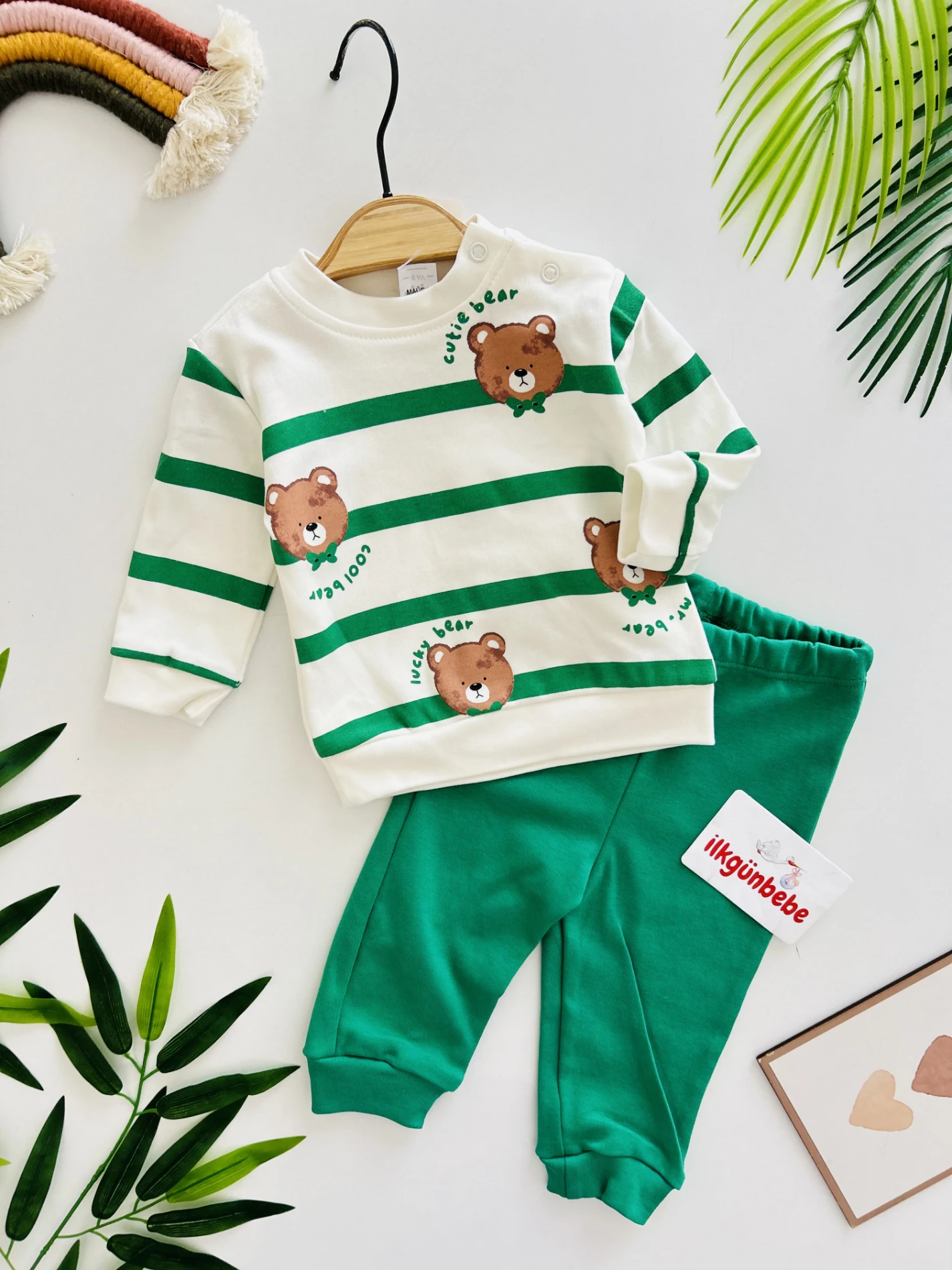 Teddy Bear Çizgili %100 Pamuk 2’li Takım