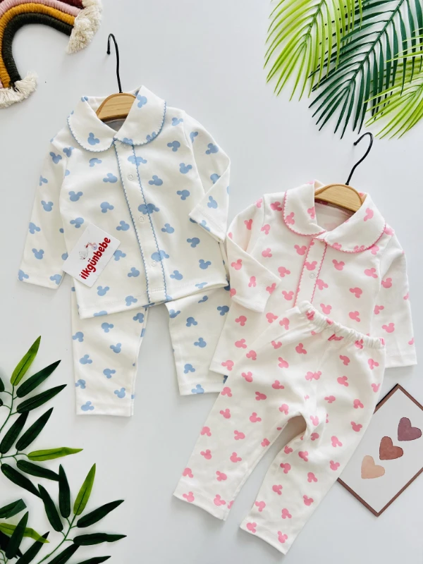 Bebe Yakalı %100 Pamuk Pijama Takımı