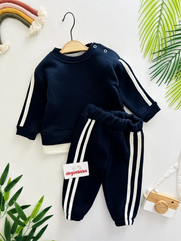Çizgili 3 İp Şardonlu Kışlık Takım