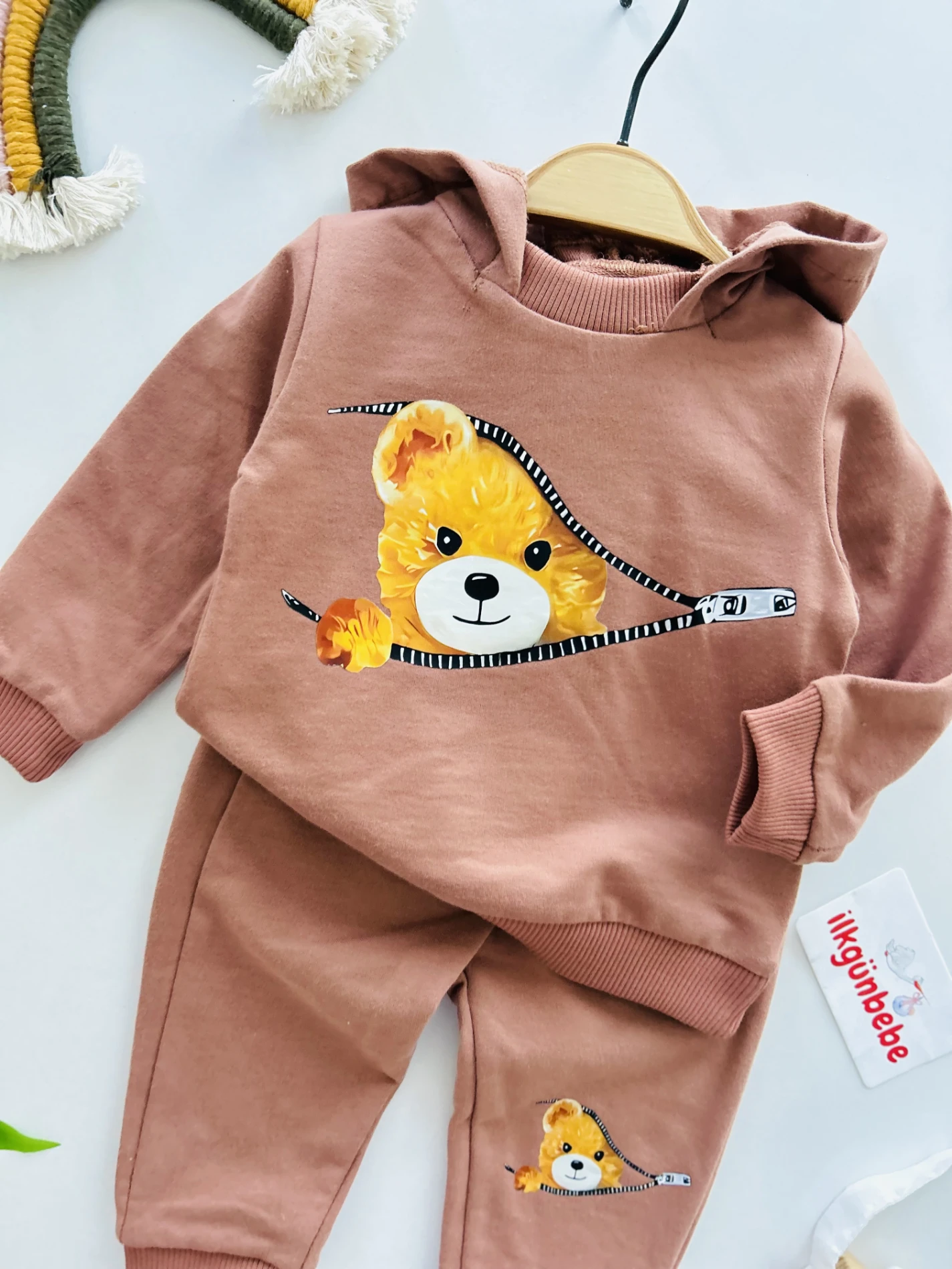 Teddy Fermuar Desenli 2’li %100 Pamuk Mevsimlik Takım