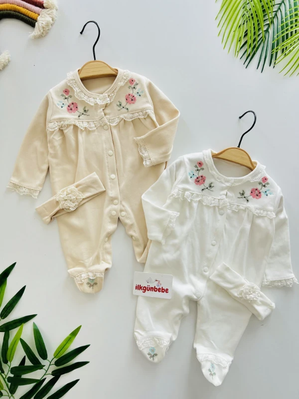 Kibar Dantel İşlemeli  Bandanalı %100 Pamuk Tulun