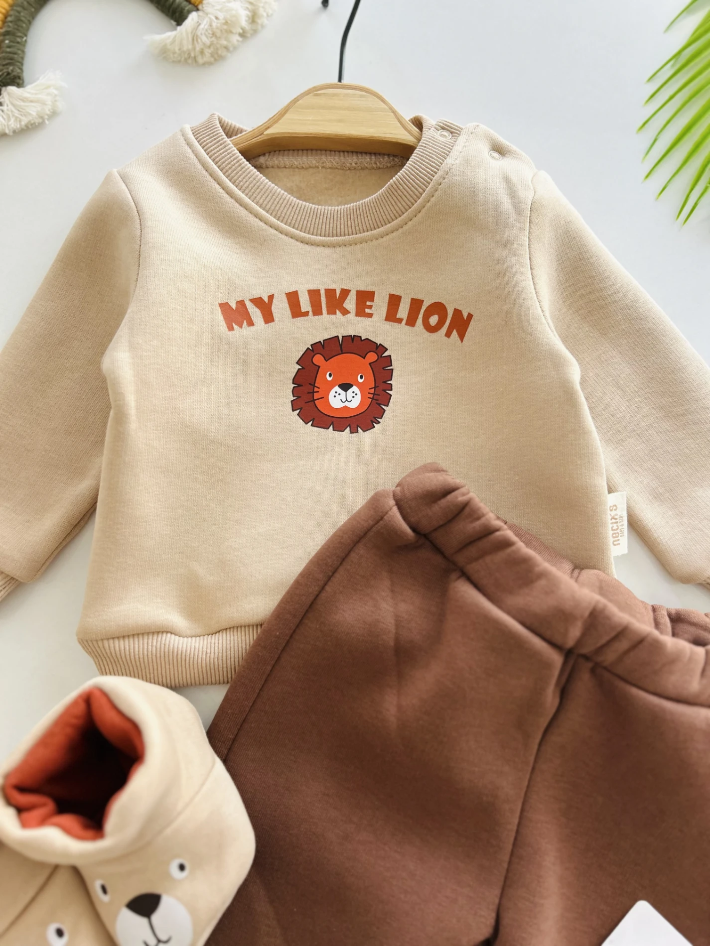 My Like Lion 3 İp Şardonlu Panduflu Kışlık 3’lü Premium Takım
