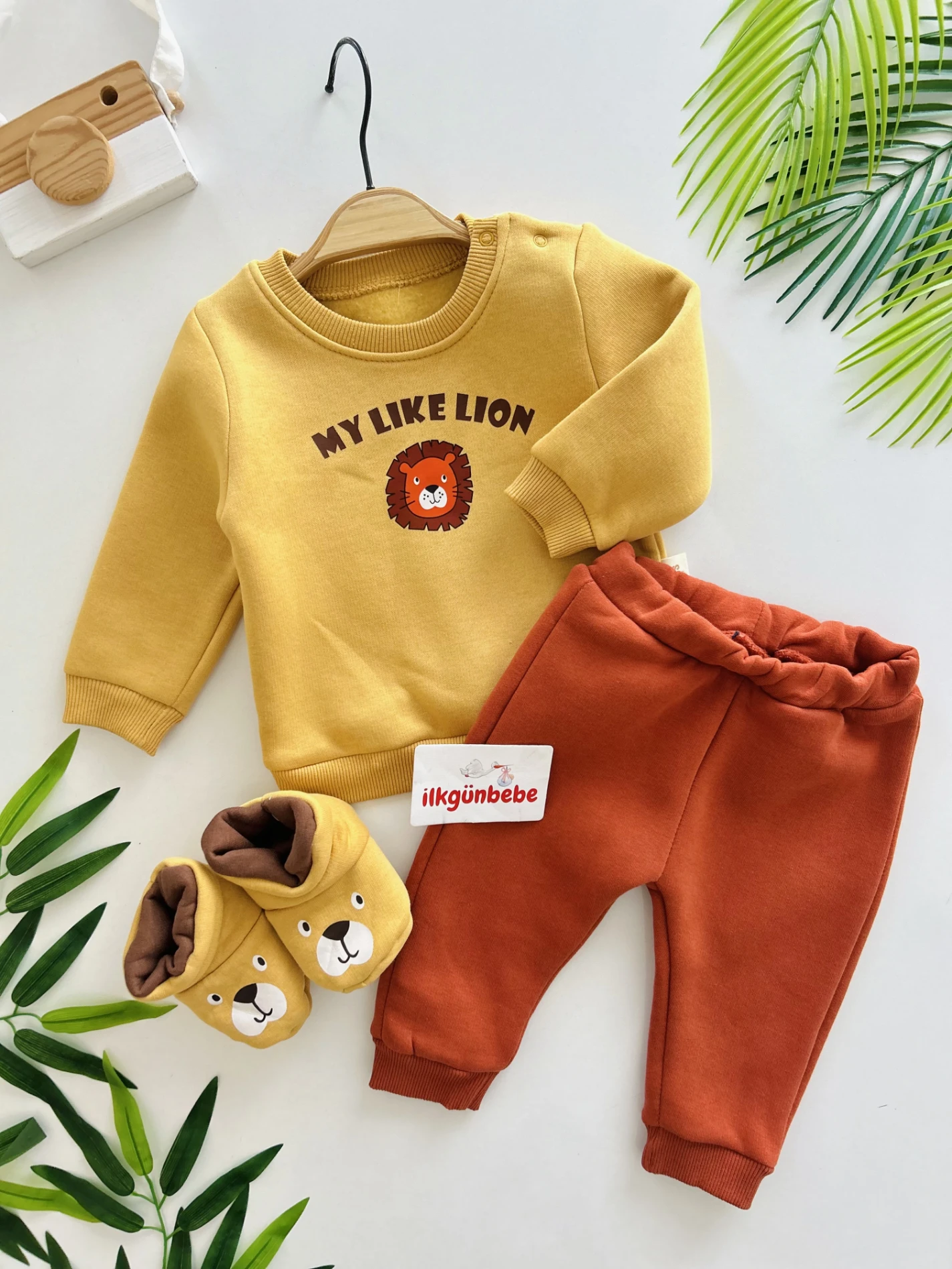 My Like Lion 3 İp Şardonlu Panduflu Kışlık 3’lü Premium Takım