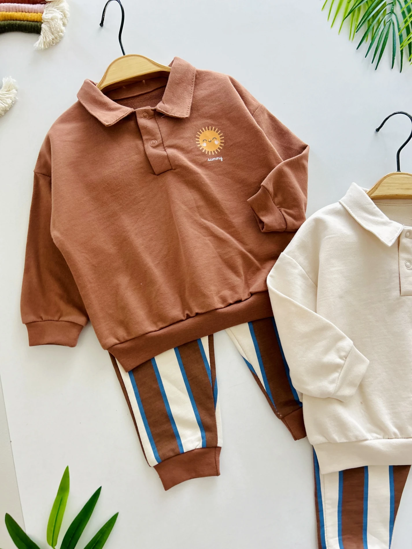 Polo Yaka Summer Baskılı Çizgili 2’li Premium Kalite Takım