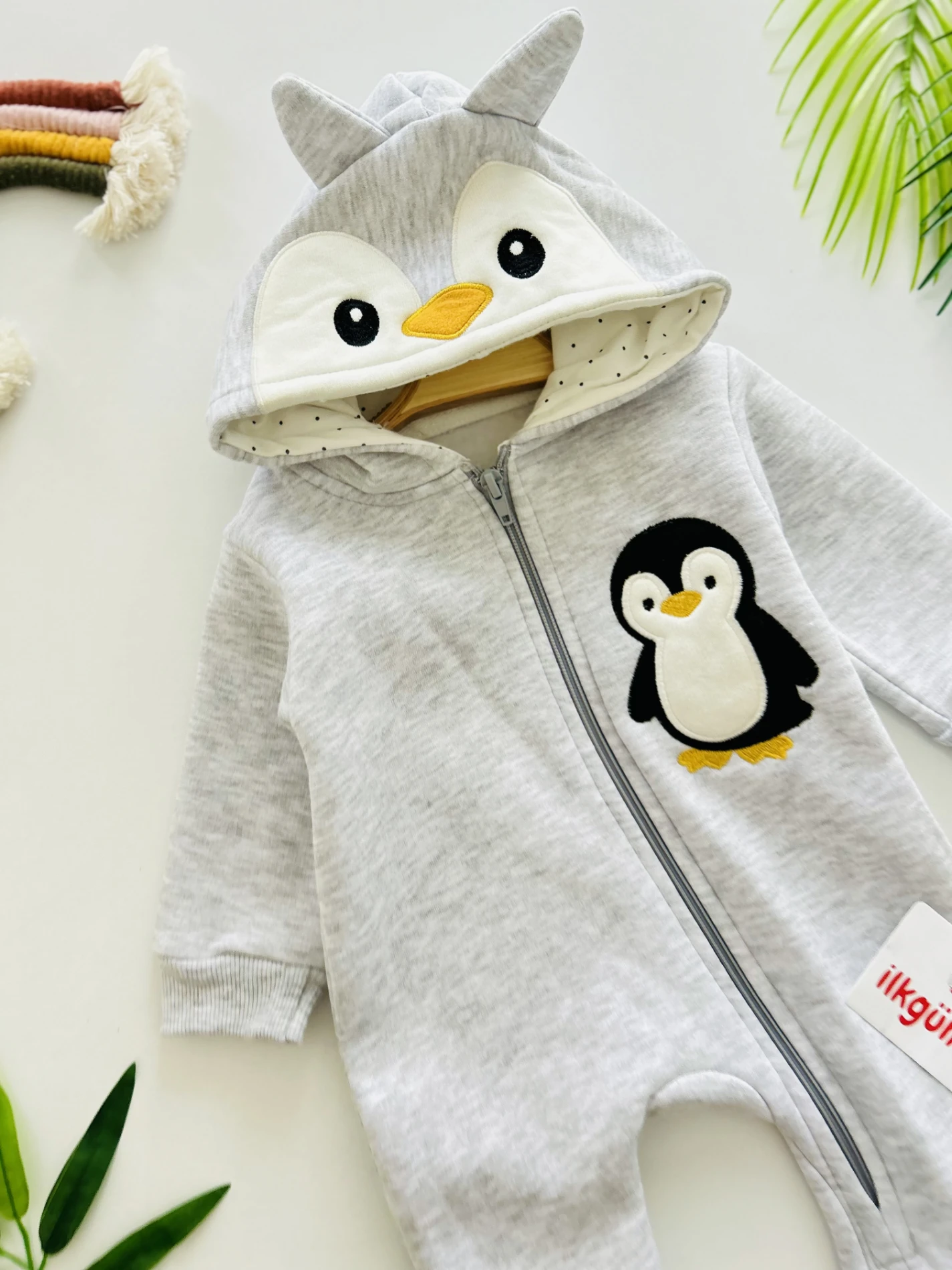 Penguen  Detaylı 3 İp İçi Şardonlu Premium Tulum