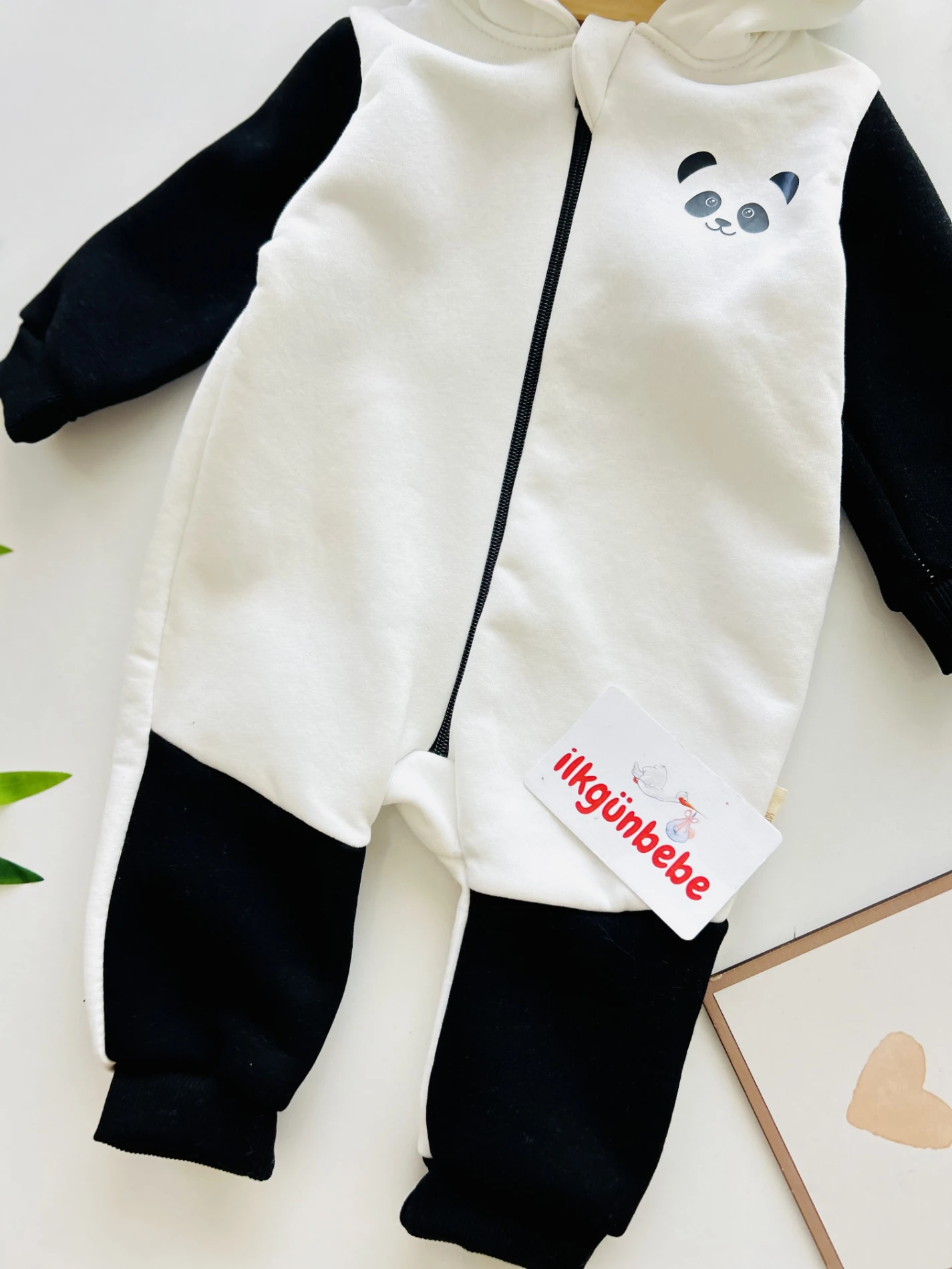 Panda Desenli Fermuarlı Kışlık Tulum
