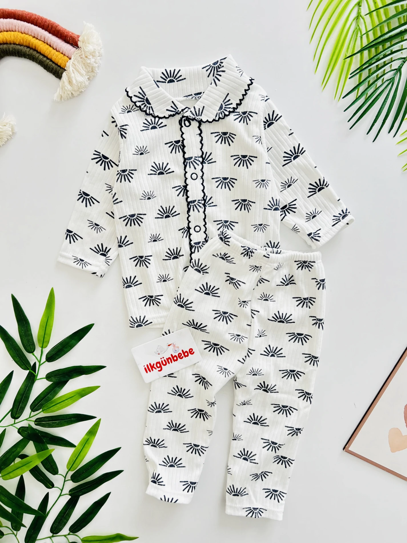 Bebe Yakalı %100 Pamuk Pijama Takımı