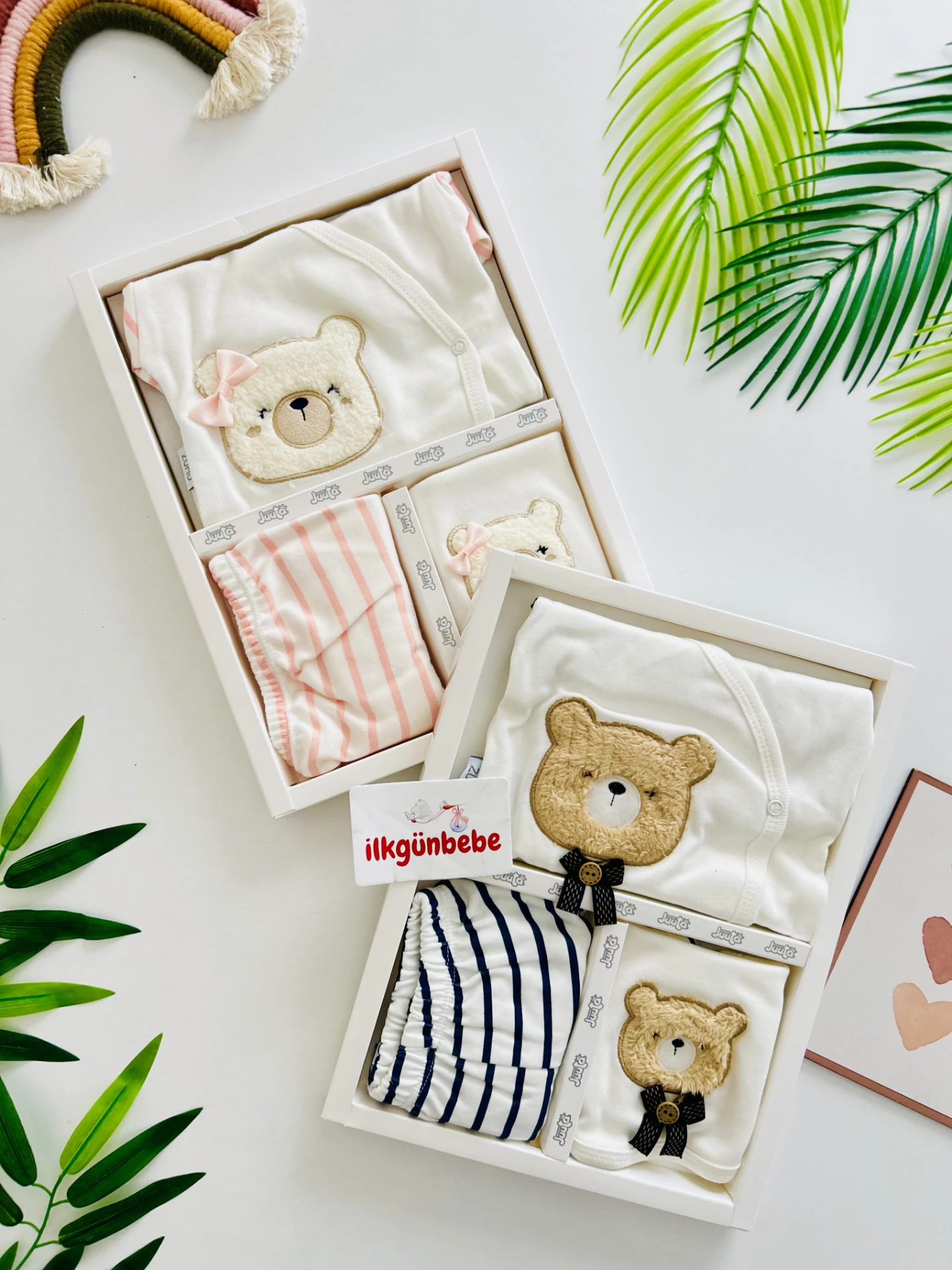 Teddy Desenli %100 Pamuk 5 Parça Yenidoğan Set