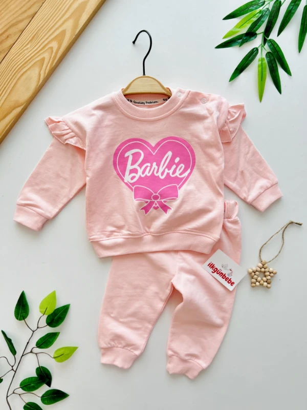 Barbie Fiyonk Detaylı Omuzdan Fırfırlı 2’li Takım