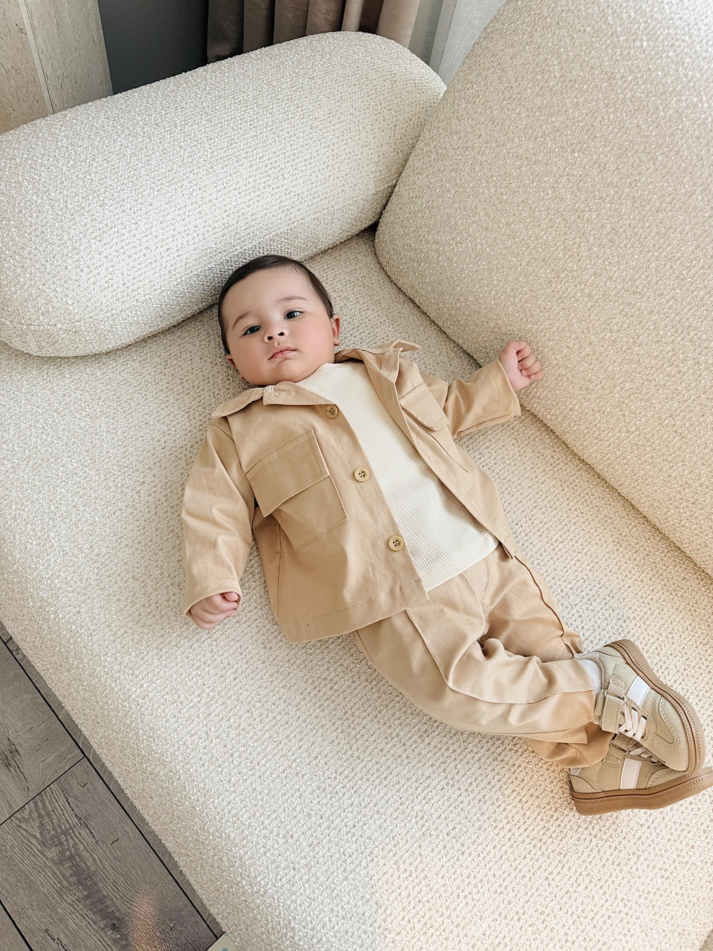 Keten Likralı  Omuzdan Çıtçıtlı Sweatshirt 3’lü Takım