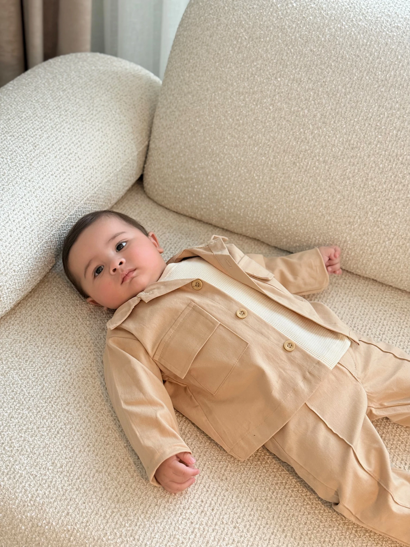 Keten Likralı  Omuzdan Çıtçıtlı Sweatshirt 3’lü Takım