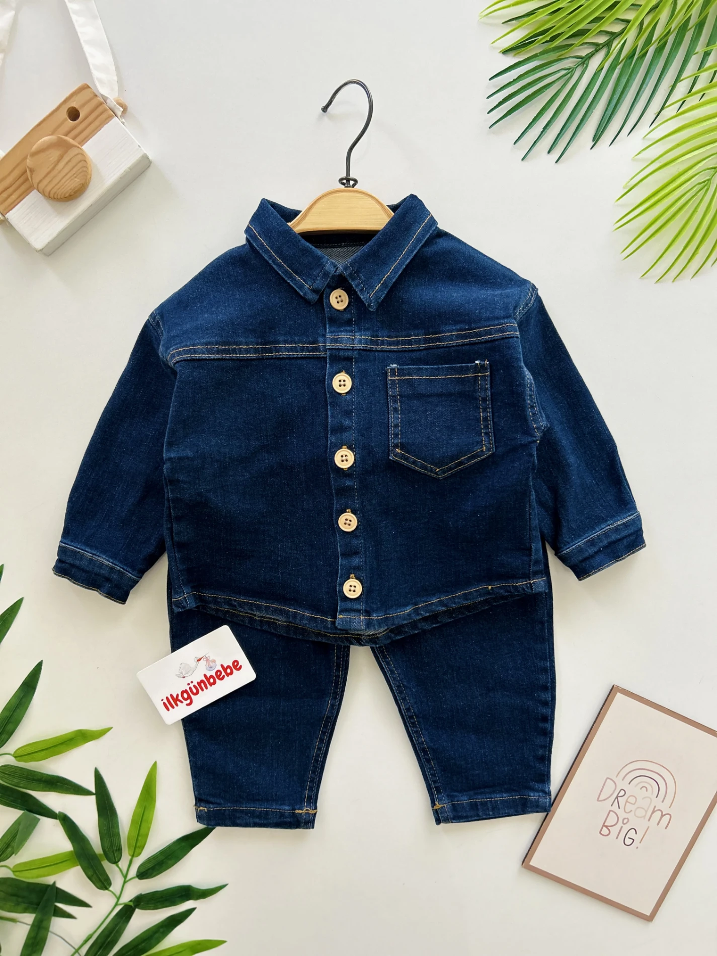 Kot Gömlek Kot Pantalonlu Likralı Premium Kalite Denim Takım