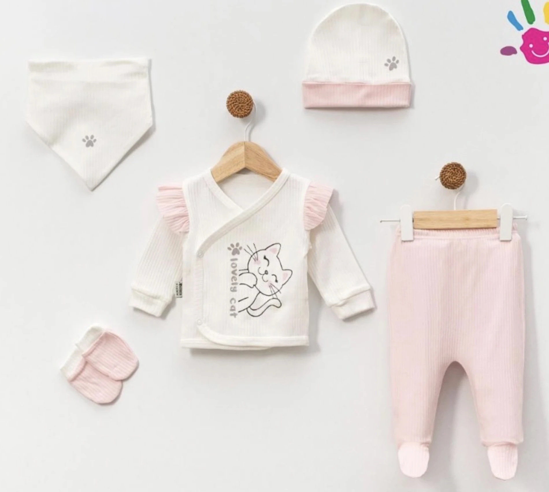 %100 Pamuk 5 Parça Yenidoğan Set