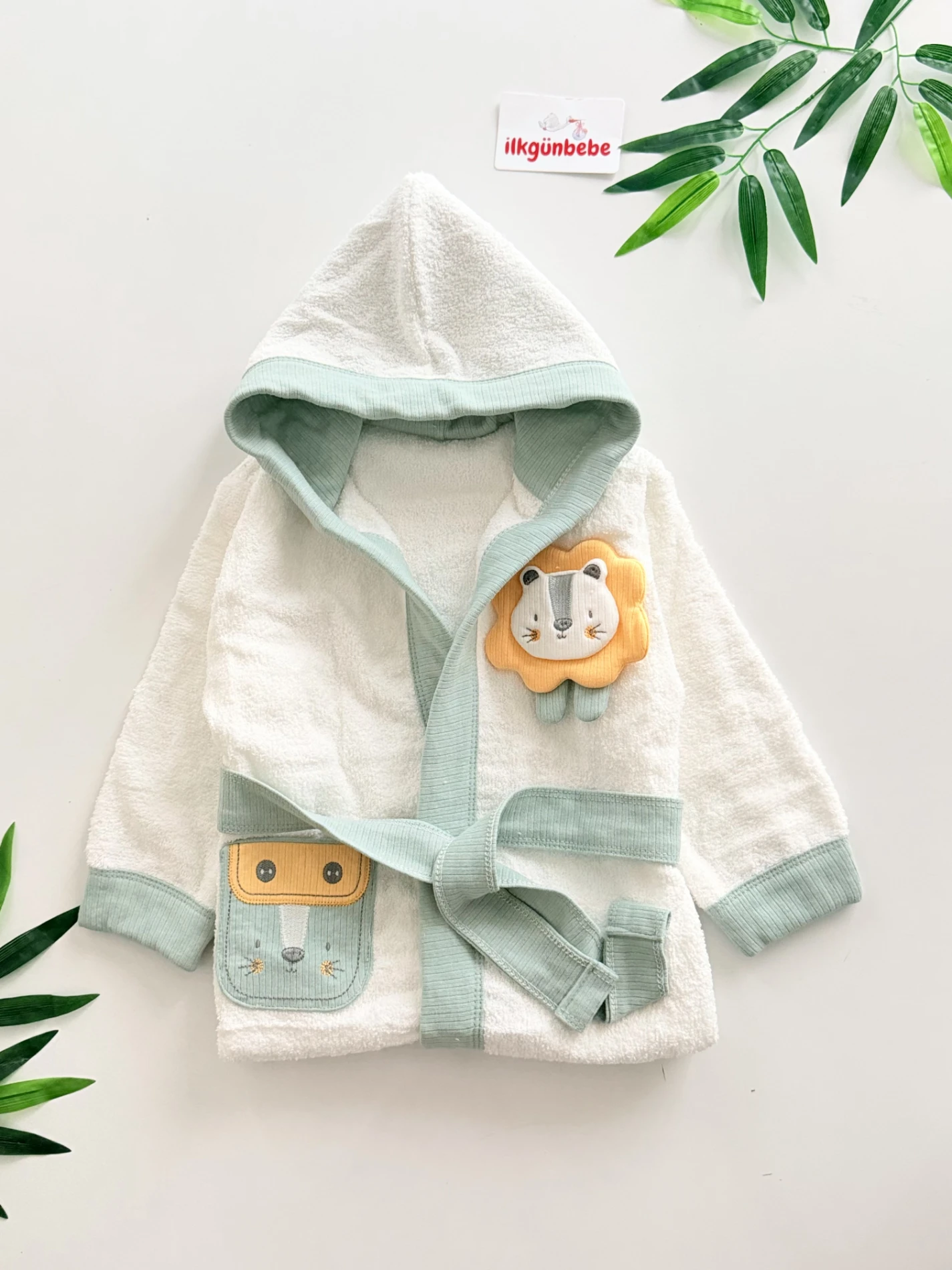 %100 Pamuk Emici 0-3 yaş Bornoz 