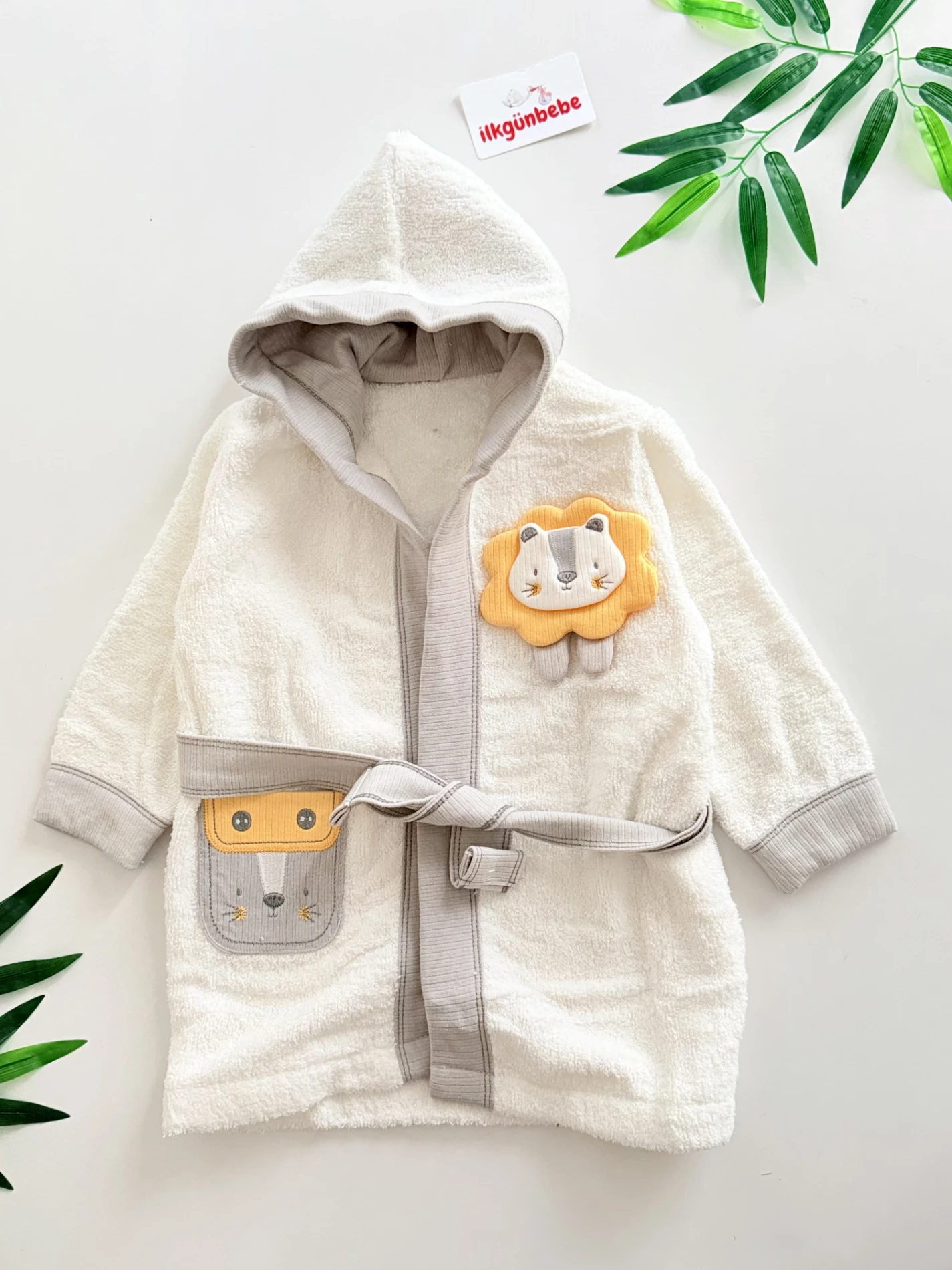 %100 Pamuk Emici 0-3 yaş Bornoz 