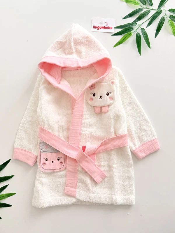 %100 Pamuk Emici 0-3 yaş Bornoz 