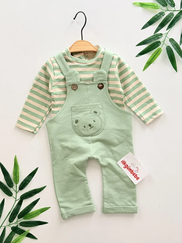 Ayıcık Kulaklı Çizgili %100 Pamuk 2’li Takım