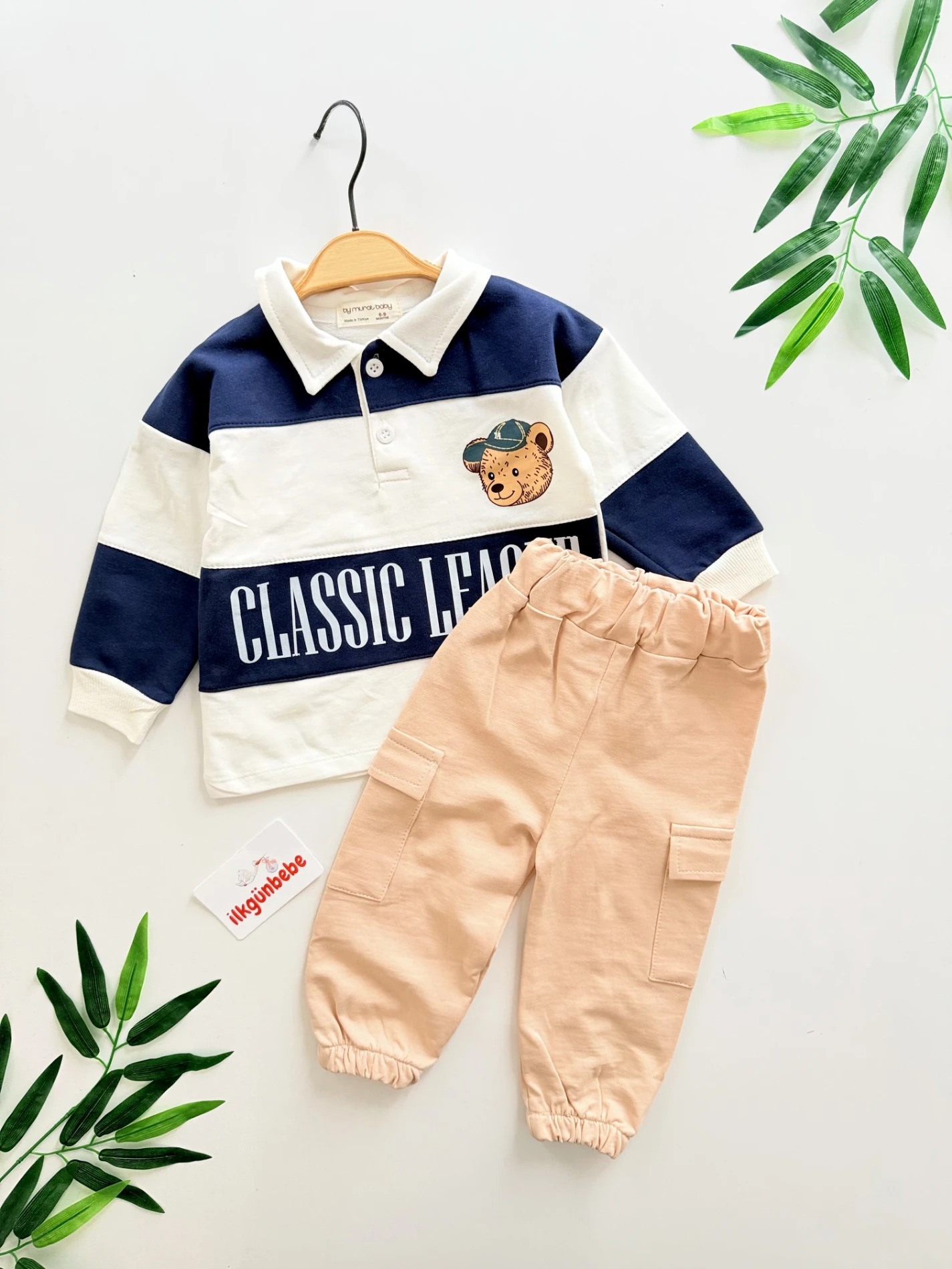 Teddy Çizgili %100 Pamuk 2’li Takım