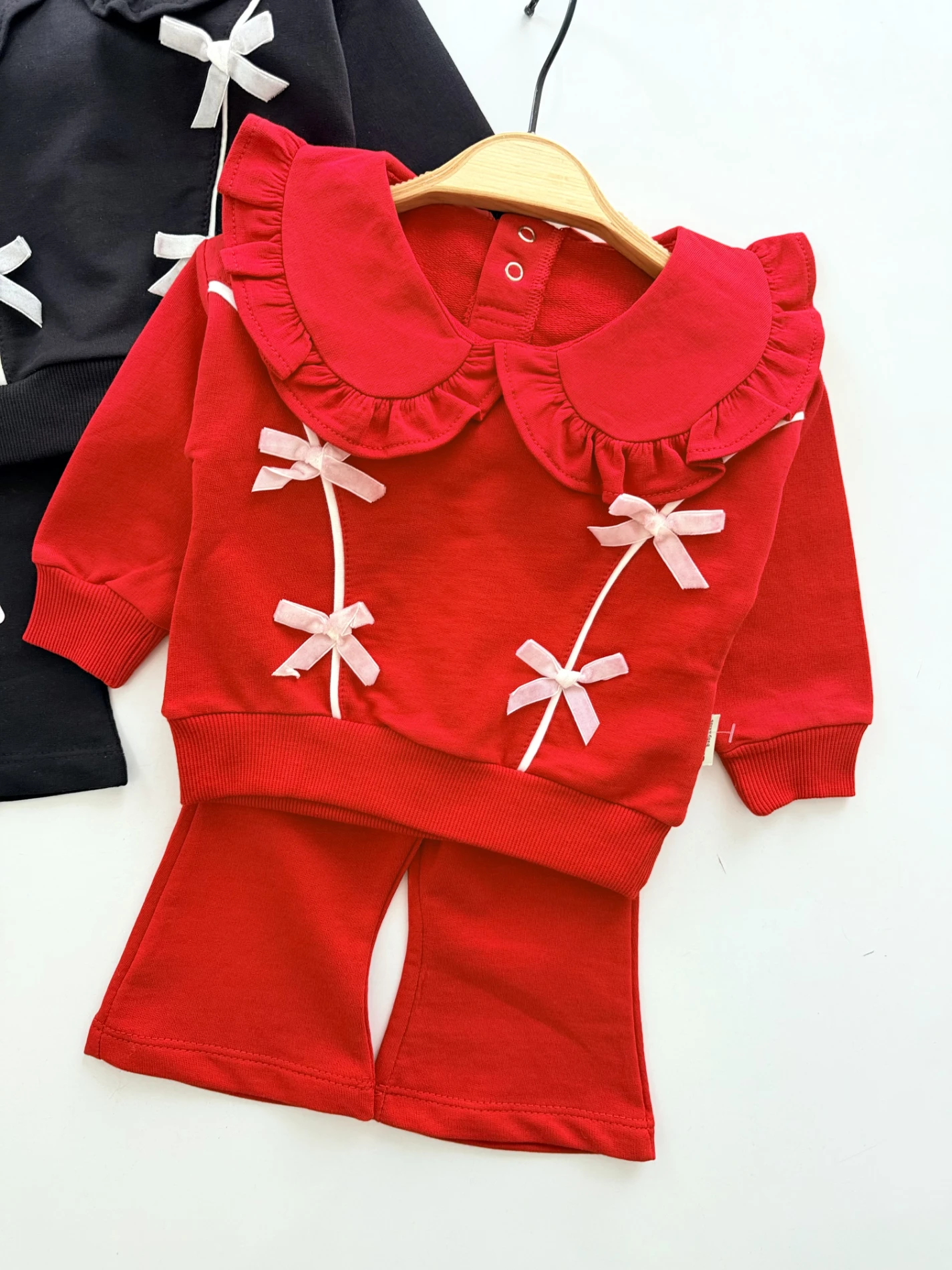 Fiyonklu Yaka Detaylı %100 Pamuk 2’li Takım