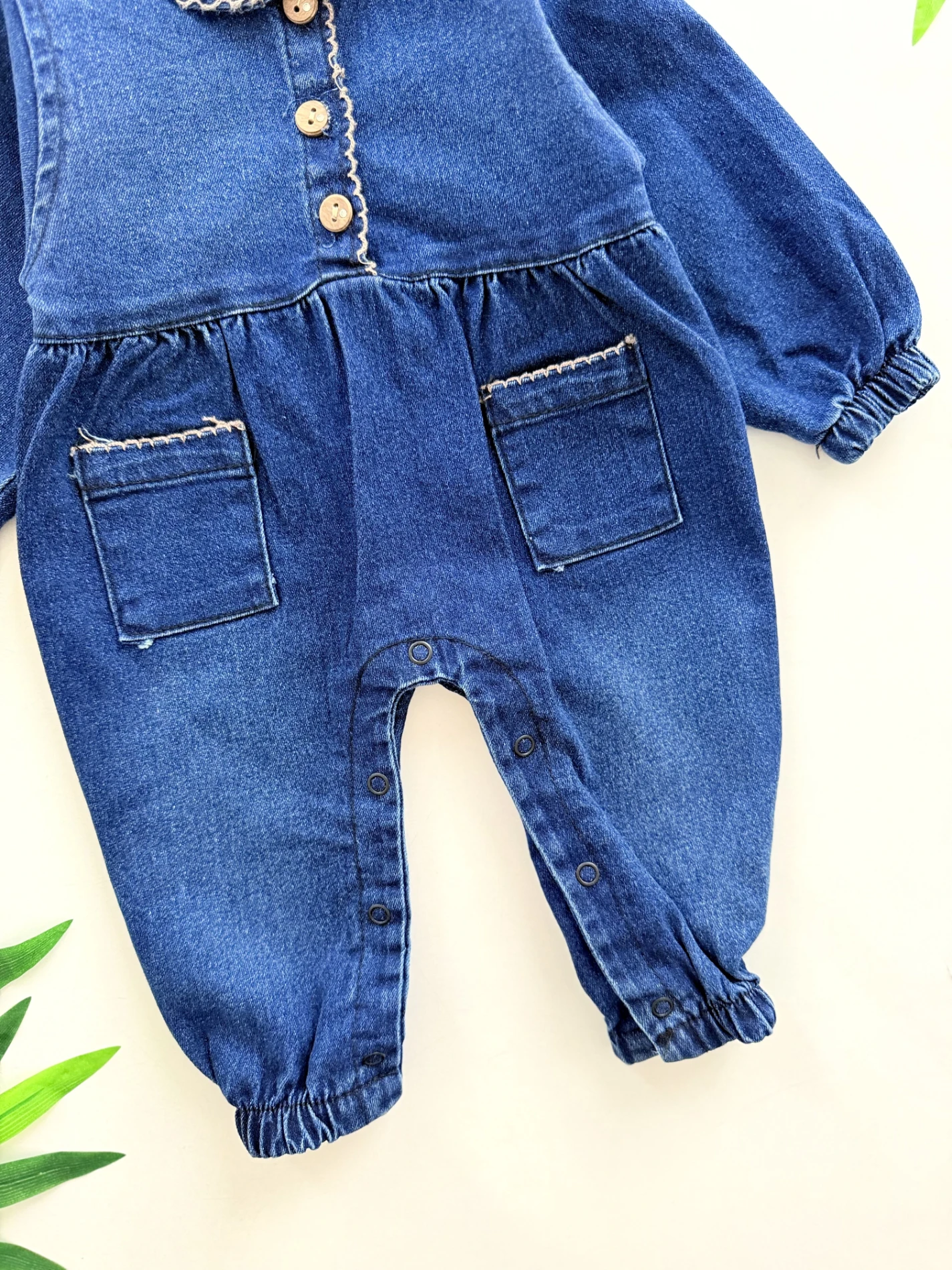 Ahşap Düğmeli Likralı Esnek Kot Kumaş