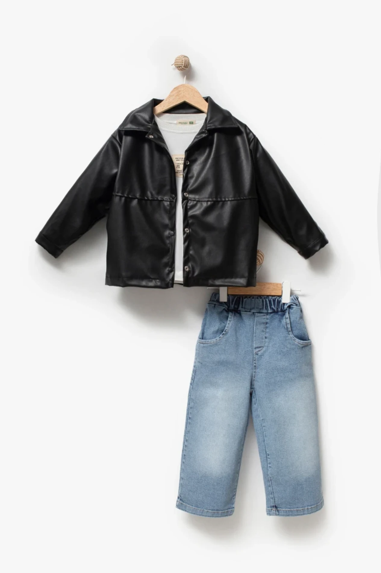 Premium Suni Deri Ceket Kot Pantolon  Body 3’lü Set